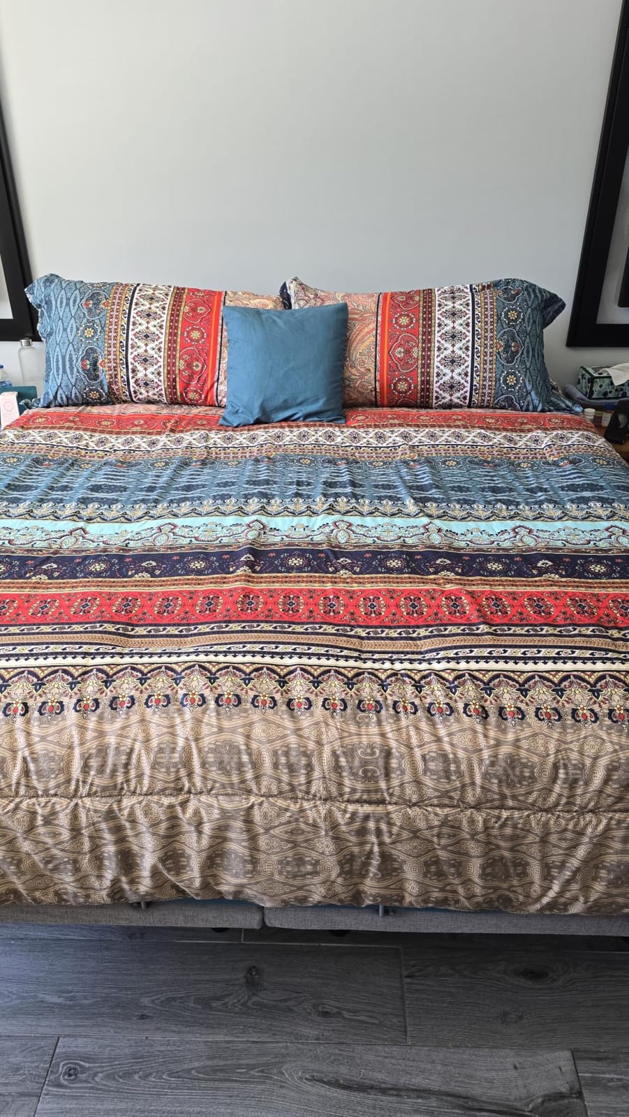 Cottolester Boho Comforter Set Queen Size 8 Piece Bed in a Bag Bohemian Striped Bedding Quilt Set Aqua Paisley Floral Comforter and Sheet Set,Soft Microfiber Complete Bedding Sets for All Season customer photo 2