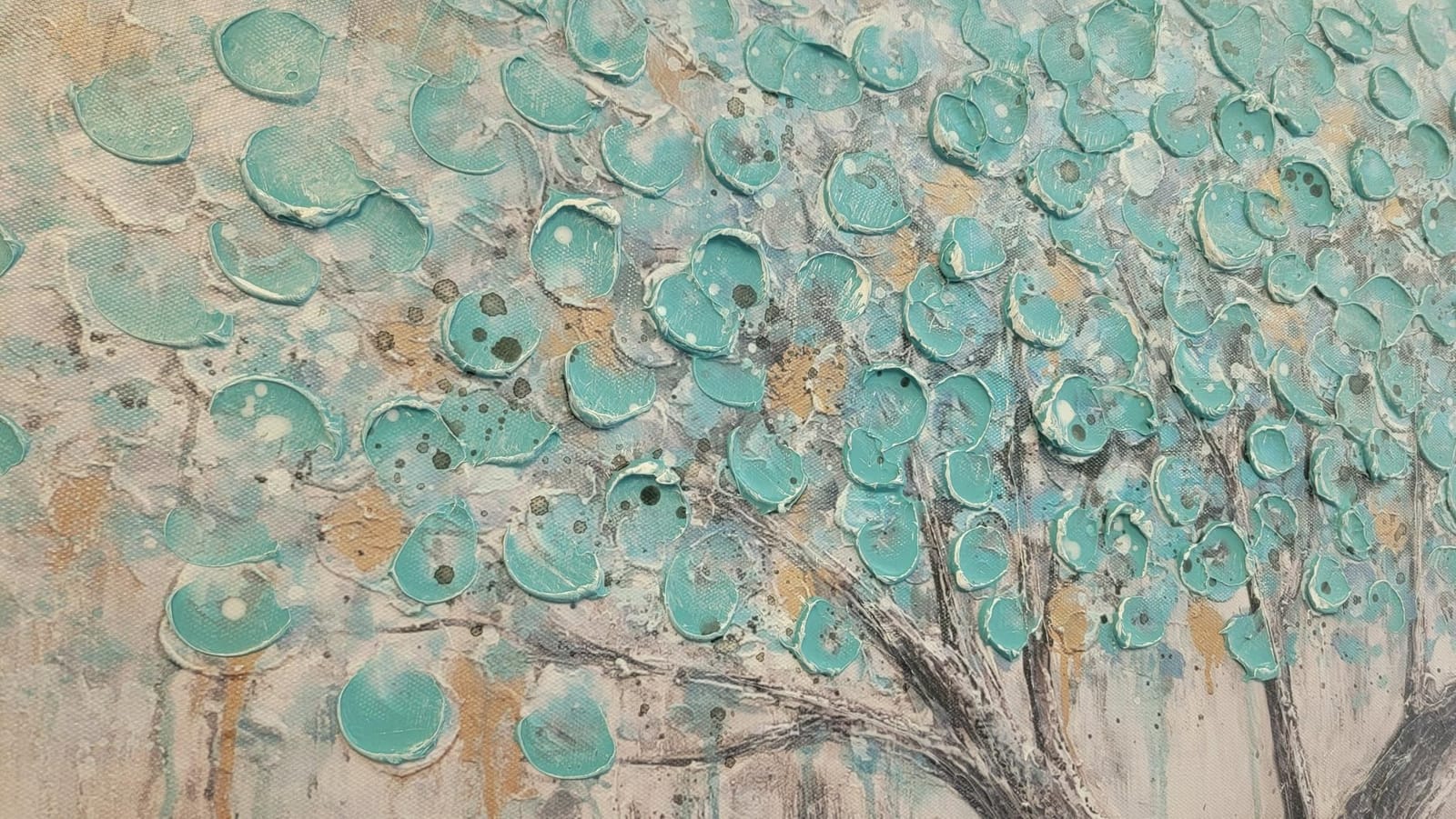 Arjun Tree Wall Art Canvas for Living Room Blue Tree of Life Nature Teal Abstract Textured Painting Picture Modern Panoramic Landscape Artwork Framed Bedroom Home Office Decor, Extra Large 58