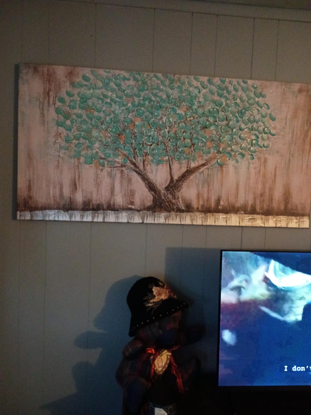 Arjun Tree Wall Art Canvas for Living Room Blue Tree of Life Nature Teal Abstract Textured Painting Picture Modern Panoramic Landscape Artwork Framed Bedroom Home Office Decor, Extra Large 58