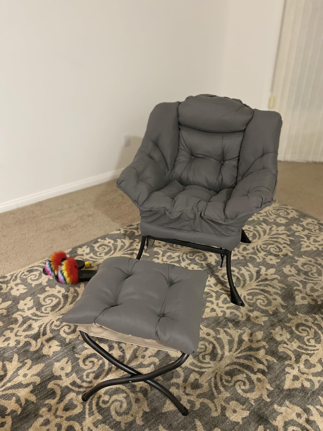 Tiita Lazy Chair with Ottoman, Comfy Reading Accent Chair, Dark Grey customer photo 2