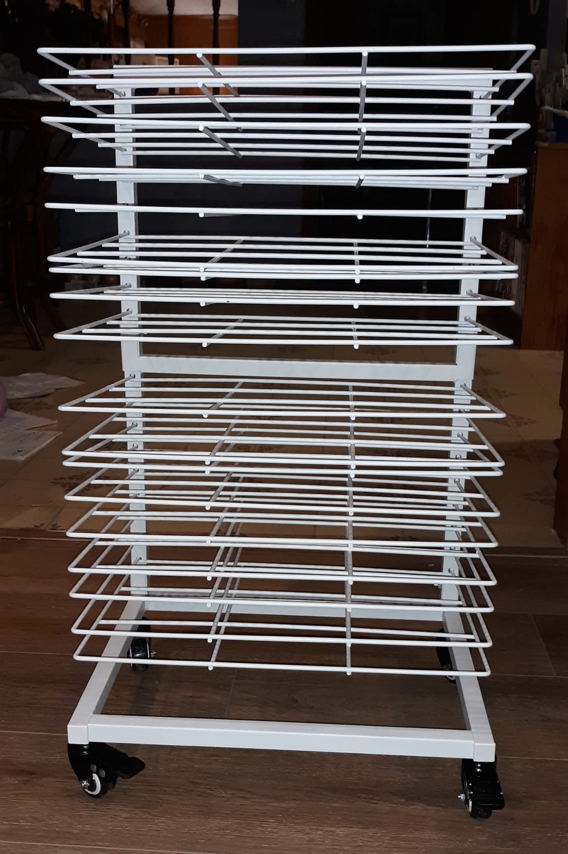 OFFICEROO Art Drying Rack for Classroom & Preschool – 18-Shelf Mobile Paint Drying Rack, Canvas & Paper Drying Rack for Art Storage (White) customer photo 1