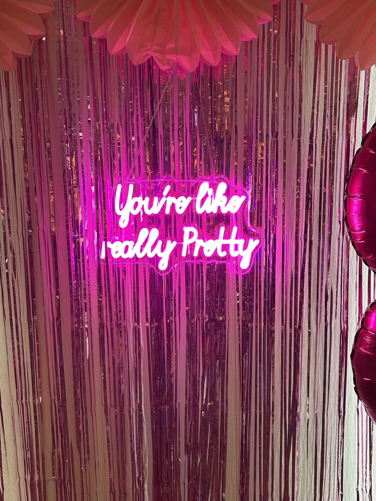 You are like really pretty Led Neon Sign, neon lights with USB for room decor,Pink neon sign for teen girl room decor,light up sign for wall decor customer photo 1
