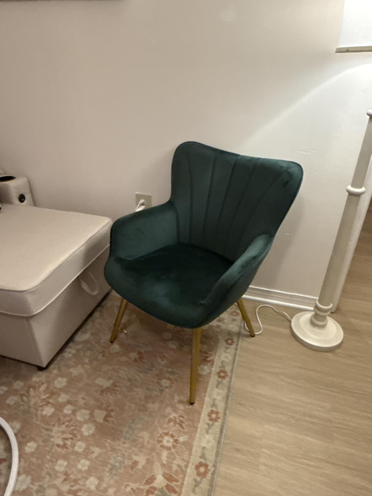 Yaheetech Accent Chair, Upholstered Armchair with Metal Legs, Blue customer photo 2