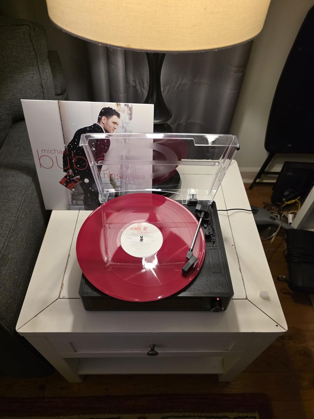 Seasonlife® Vinyl Record Player with Speakers,Wood Black Vintage Turntables customer photo 2