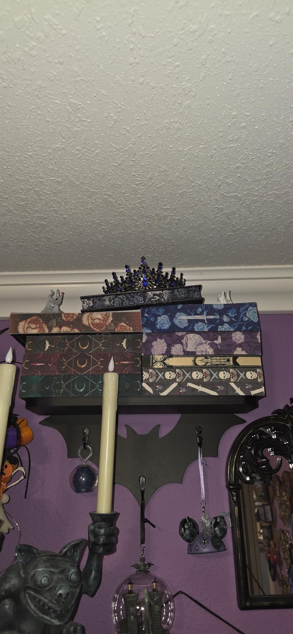 Bat Shelf Floating Shelves for Wall,15.5in Black Shelf with 3 Key Hooks customer photo 1
