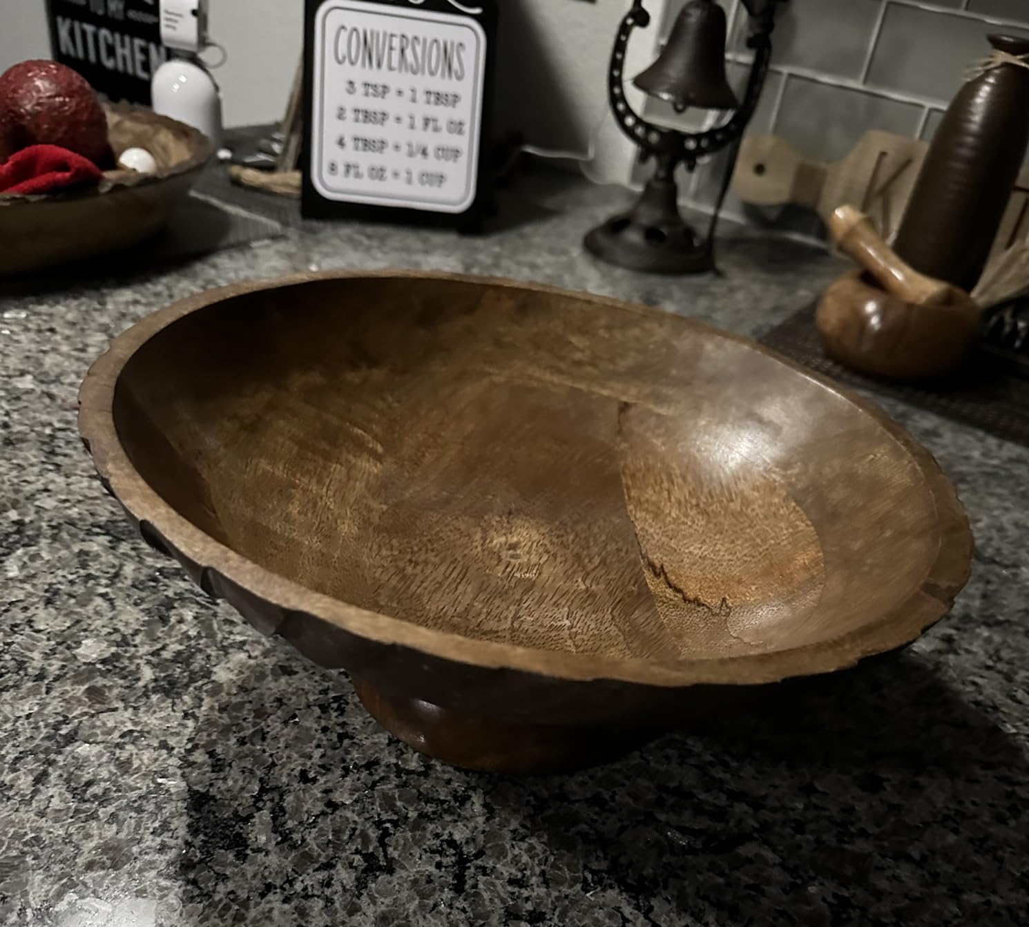 EDHAS Mango Wood Decorative Wooden Bowl Hand Carved Home Decor for Dining Table Center, Living Room, Kitchen Décor (12