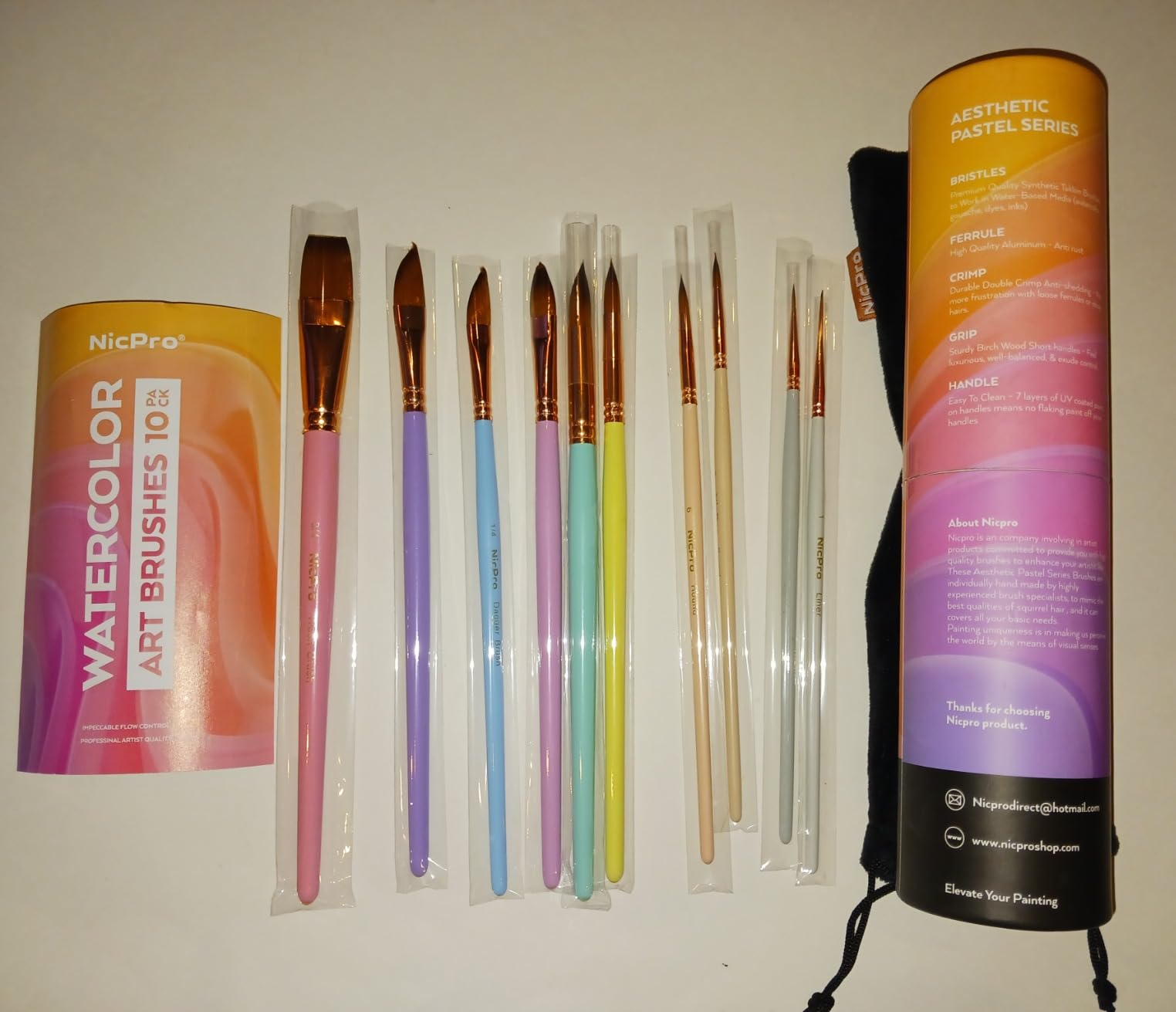 Nicpro 10PCS Watercolor Brushes, Aesthetic Professional Watercolor Paint Brush Set, Water Color Brushes with Round, Cat Tongue, Liner, Dagger, Wash for Artists Beginners Watercolor Inks Gouache customer photo 1