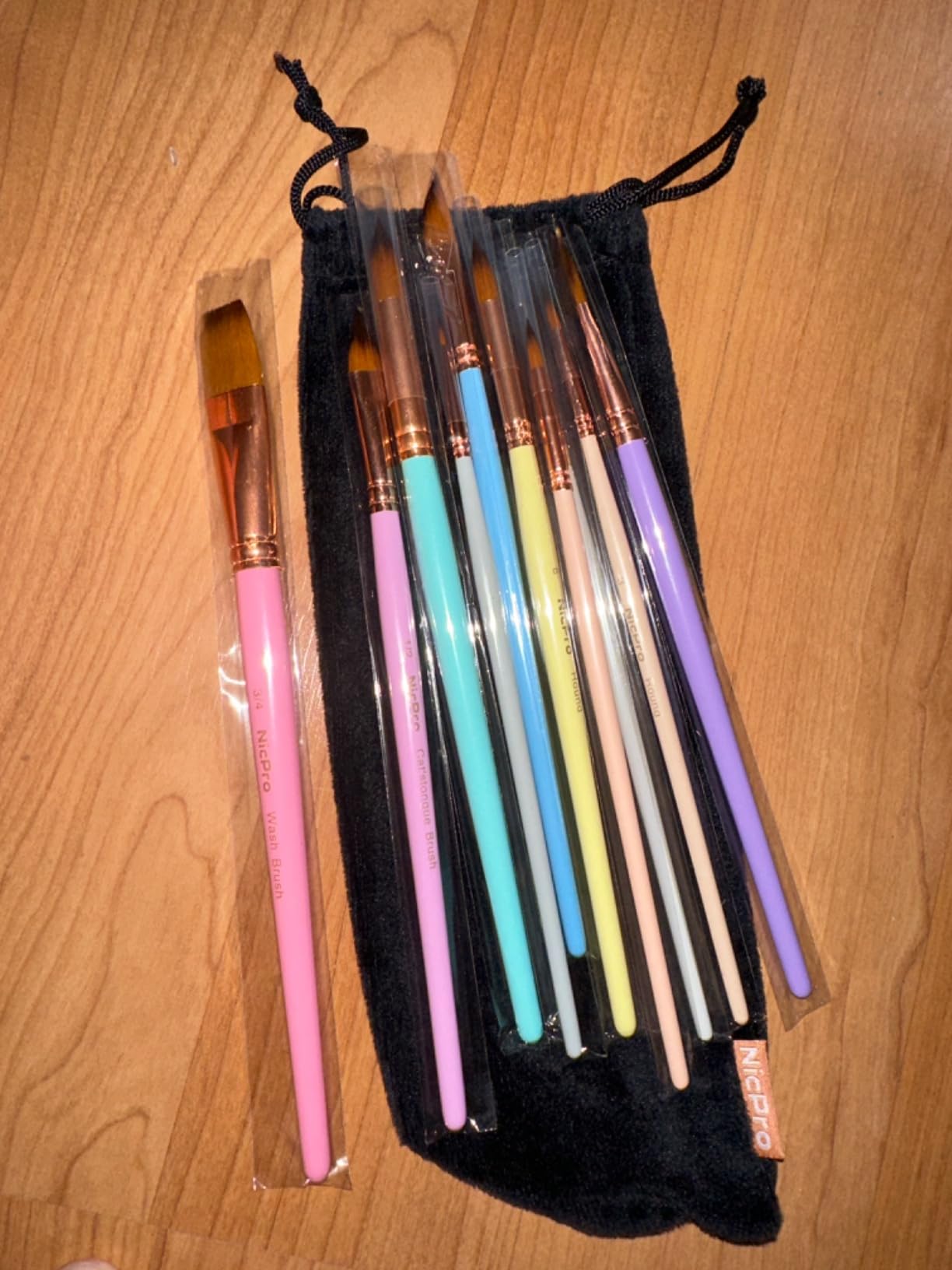 Nicpro 10PCS Watercolor Brushes, Aesthetic Professional Watercolor Paint Brush Set, Water Color Brushes with Round, Cat Tongue, Liner, Dagger, Wash for Artists Beginners Watercolor Inks Gouache customer photo 2