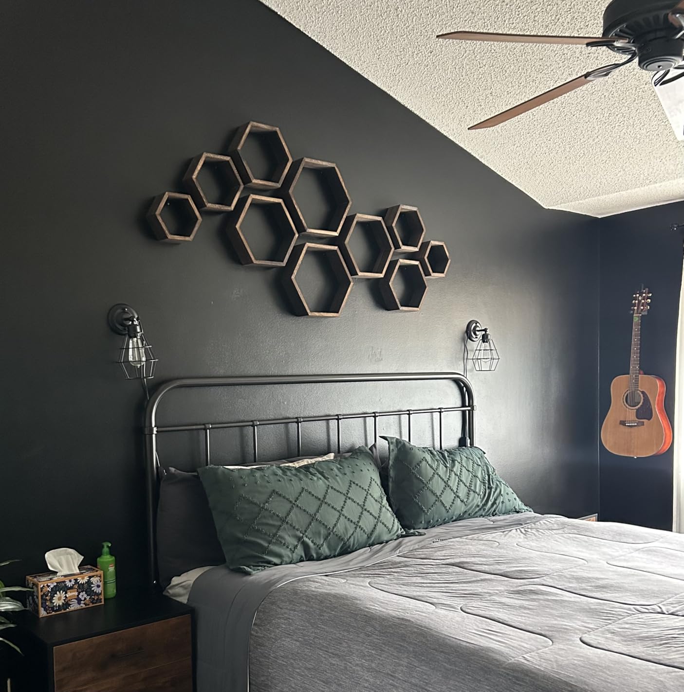 WONFUlity Hexagon Floating Shelves, Hexagonal Shelf Wall Mounted Storage customer photo 1