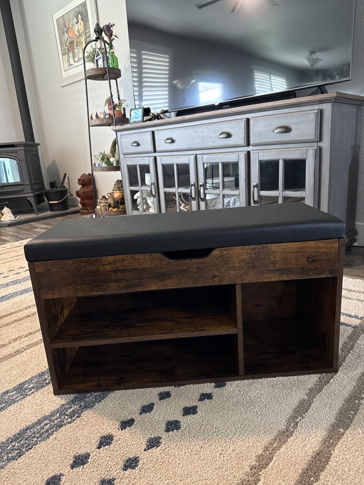 VASAGLE Storage Bench with Cushion, Shoe Bench,11.8 x 31.5 x 17.3 Inches customer photo 1