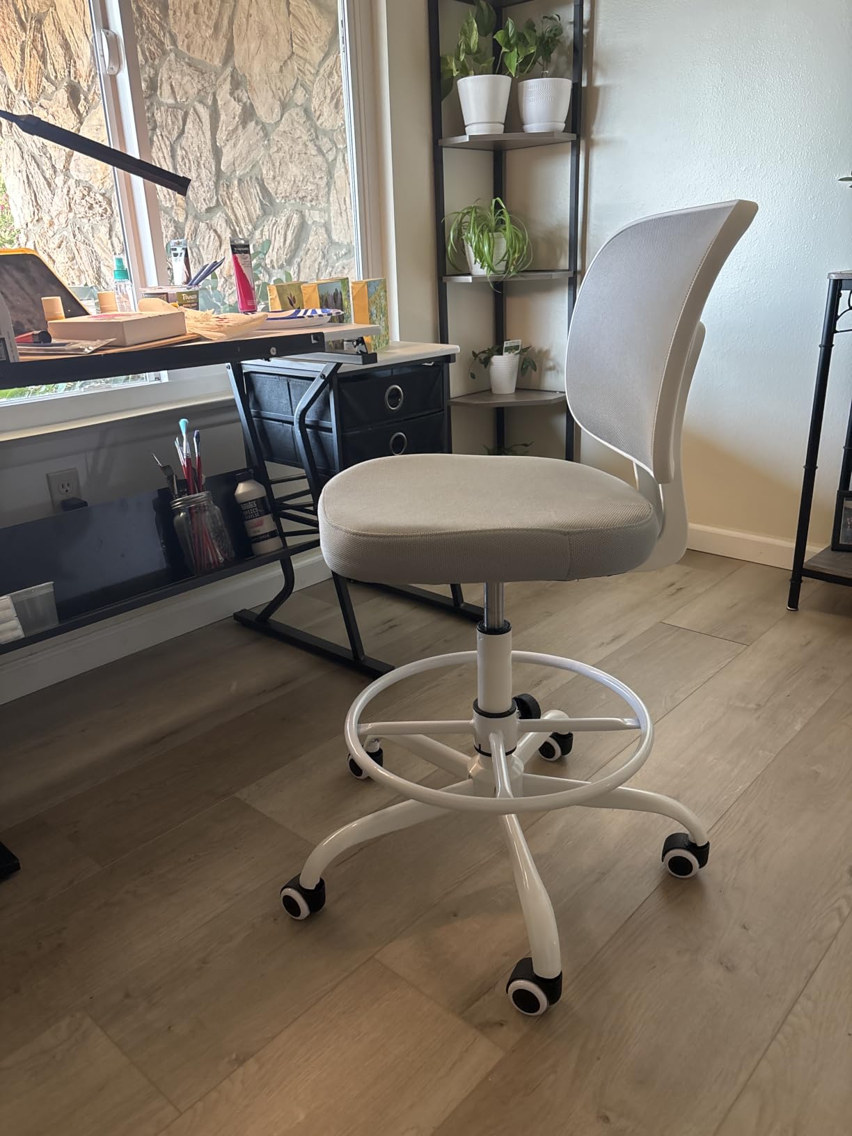 Primy Tall Drafting Desk Chair - Armless, Adjustable Height, Mesh Back, Rolling, Standing Desk Chair for Art Room, Office or Home (Black) customer photo 1
