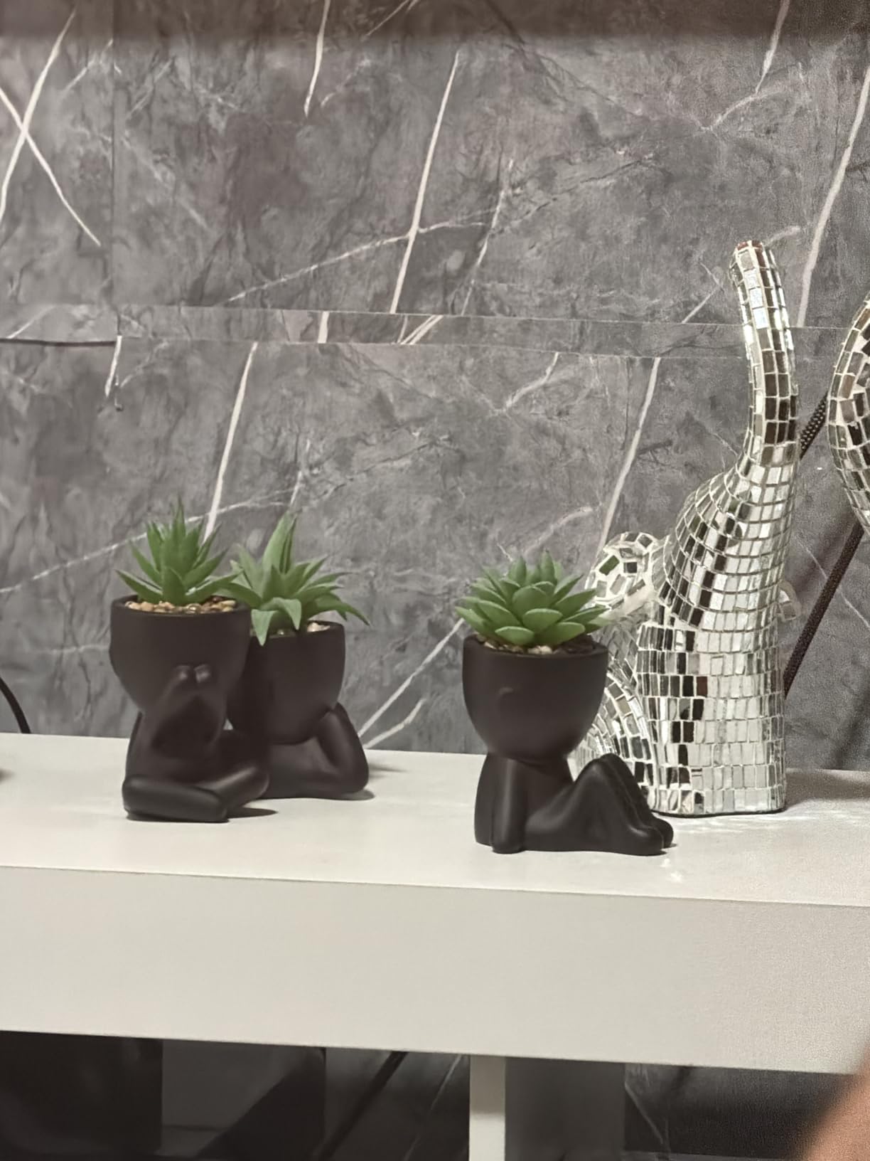 Der Rose 3 Pack Fake Plants in Black Pots for Bathroom Living Room Decor customer photo 2