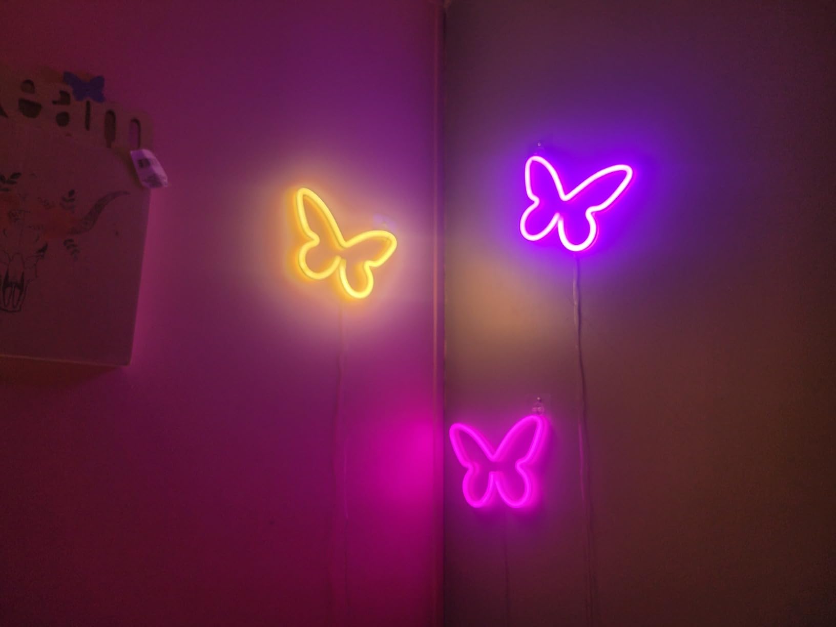BRIGHTDECK 3 Pack Butterfly Neon Signs for Bedroom, Pink Purple White customer photo 1