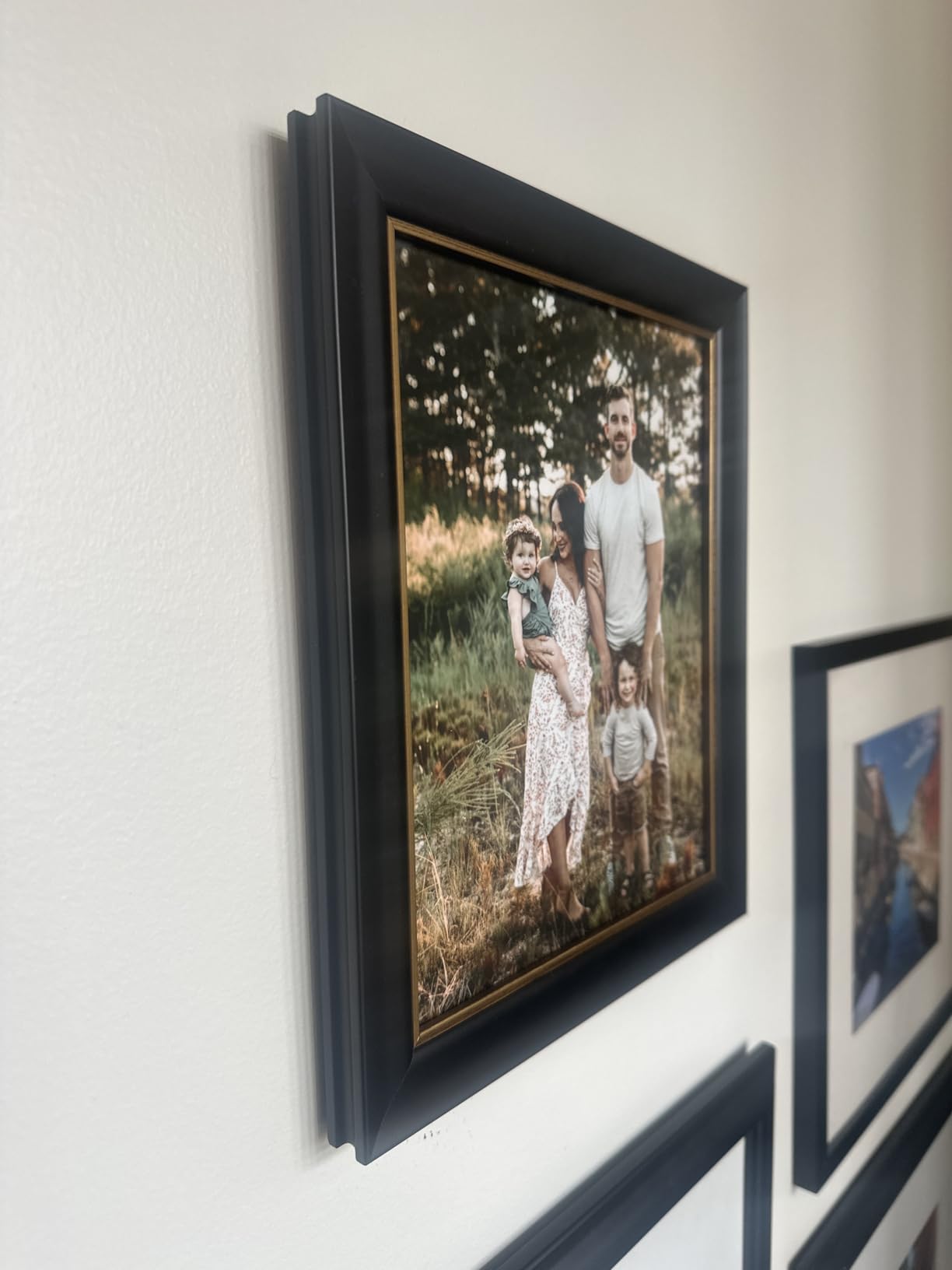 8x10 Black Gold 2 Tone Vintage Studio Picture Frame, Two Way Display, Hand Crafted Solid Wood Profile, Creamy Museum Archival Matted to 5x7 inch, Gold Trim customer photo 2