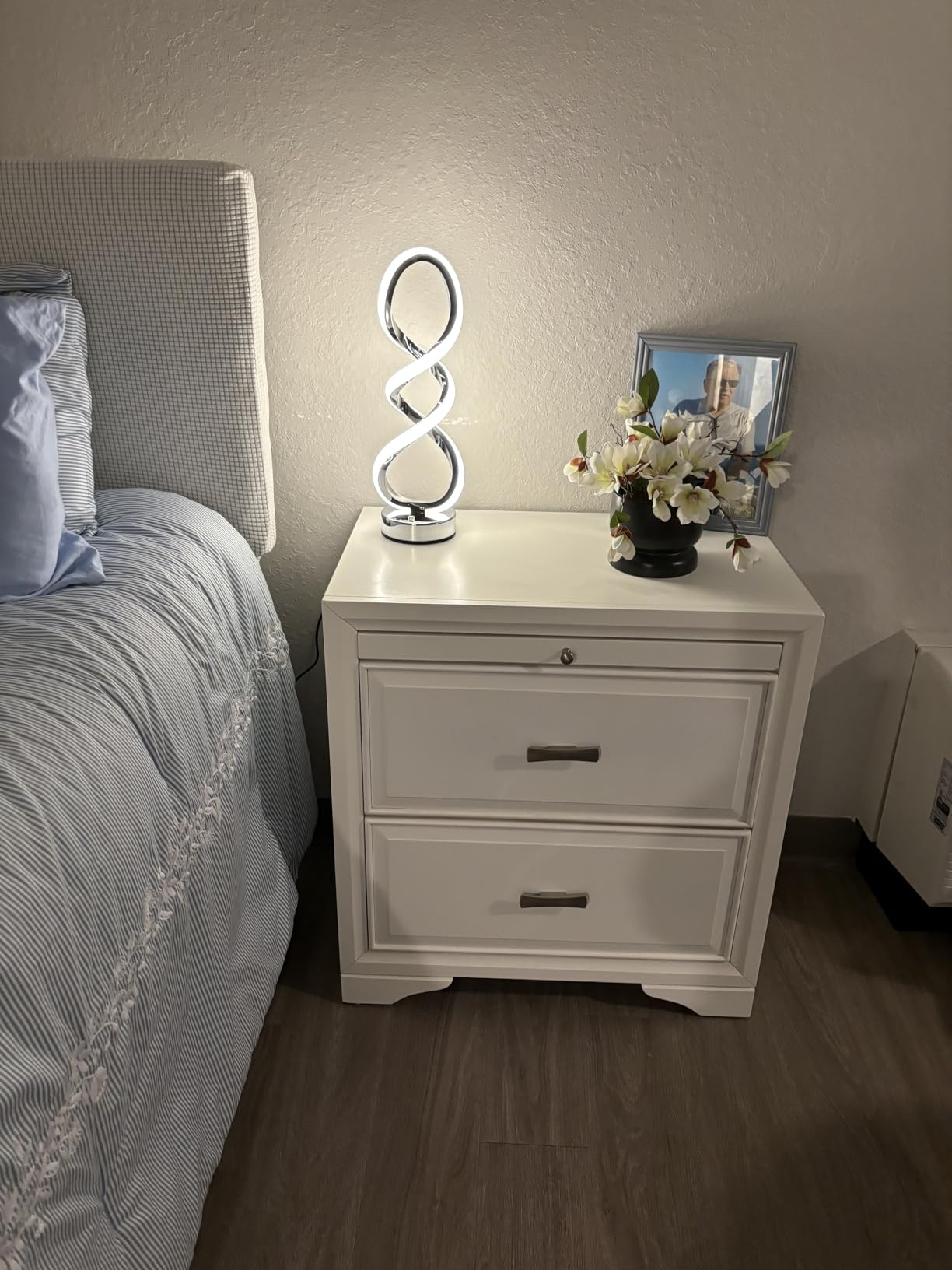 Modern Spiral LED RGB Table Lamp, Dimmable Touch, Small Nightstand Lamp customer photo 1