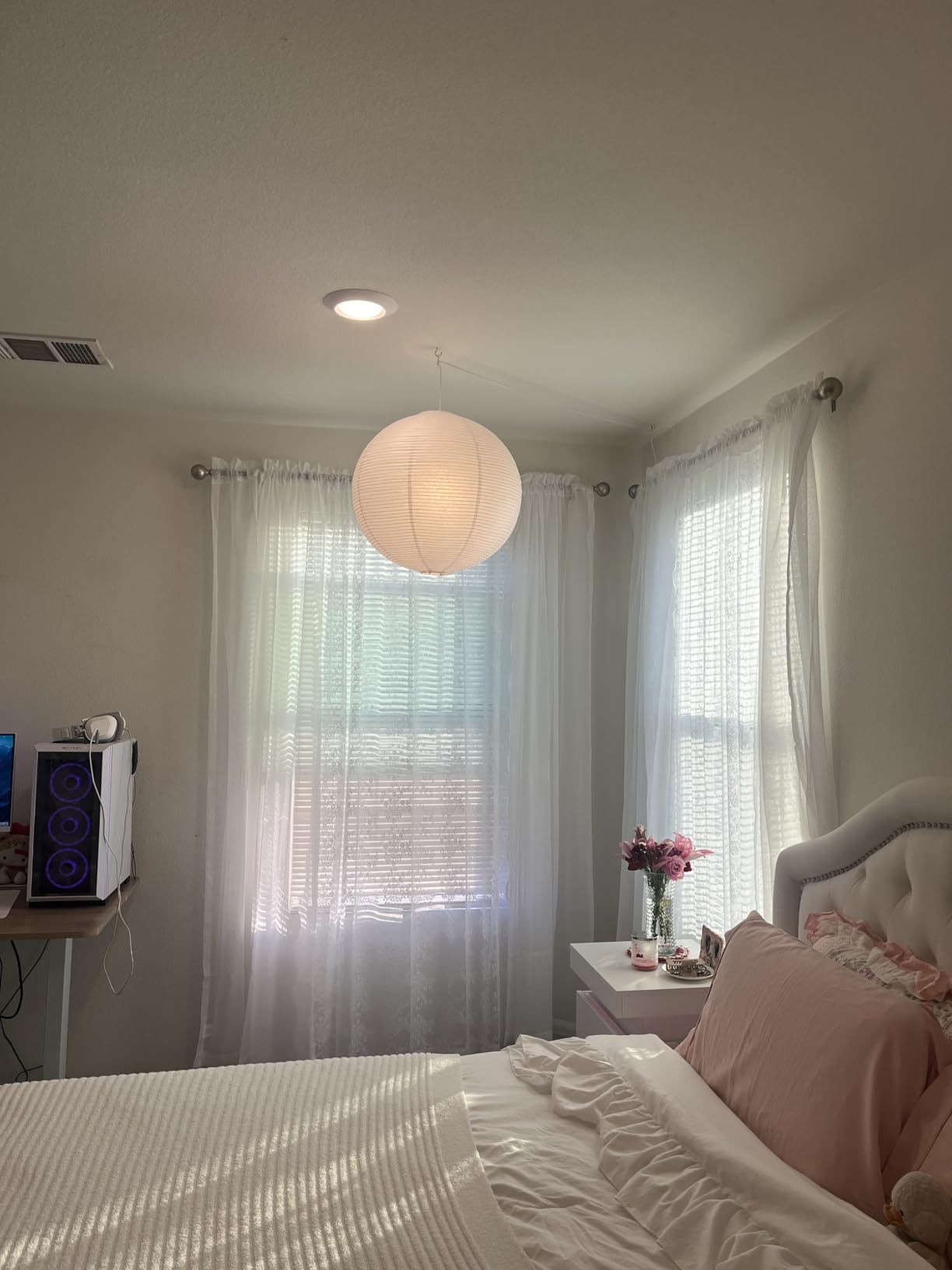 White Round paper lamp shade 50cm(19Inch) Chinses Lantern Pendant Lamp Shade,Large Foldable Lampshade customer photo 2
