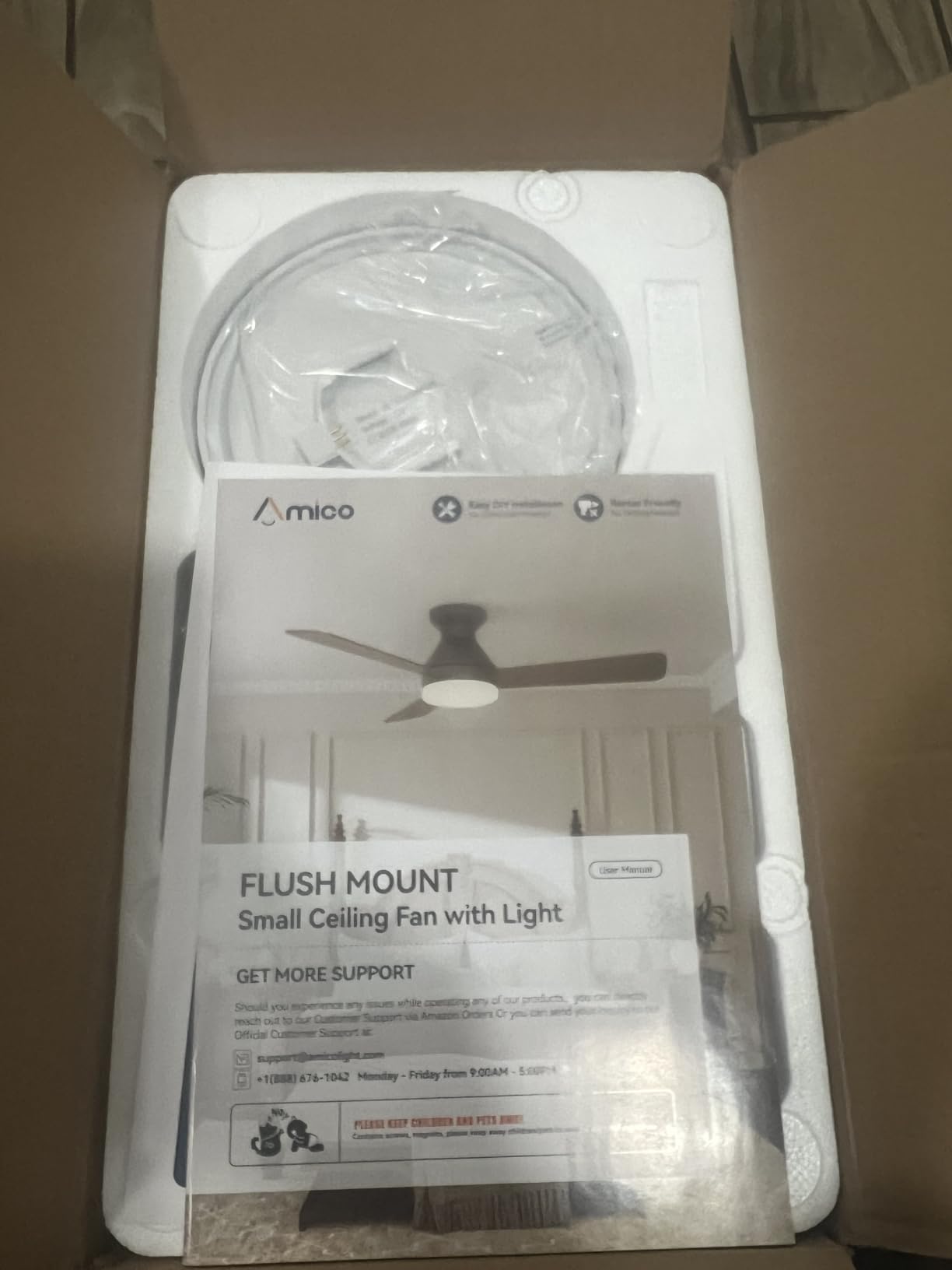Amico 42 Inch White Low Profile Ceiling Fans with Lights and Remote customer photo 2