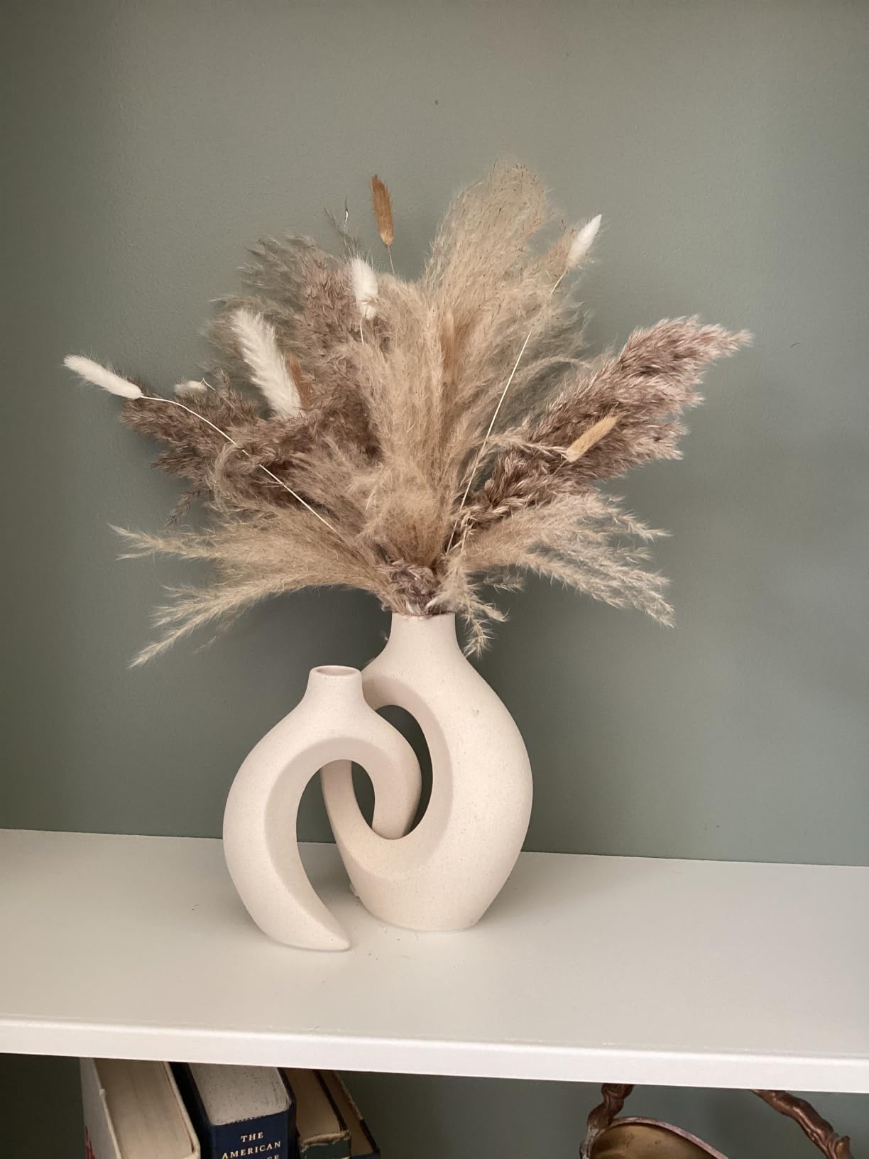 Lvases Snuggle Hollow Ceramic Vase of 2, Boho Nordic Modern Home Decor Vase customer photo 1