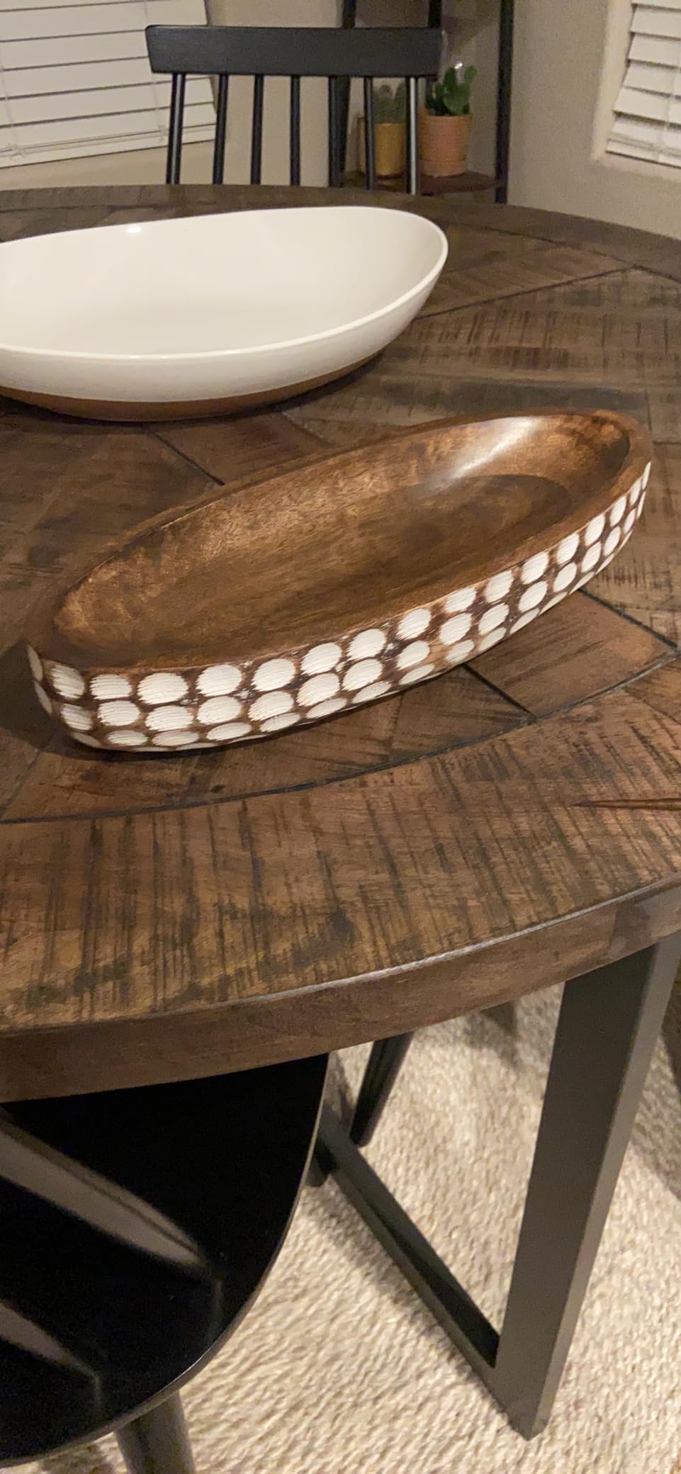 NIRMAN Mango Wood Decorative Bowl for Table Centerpiece Dining Living Room Home Kitchen Décor (14