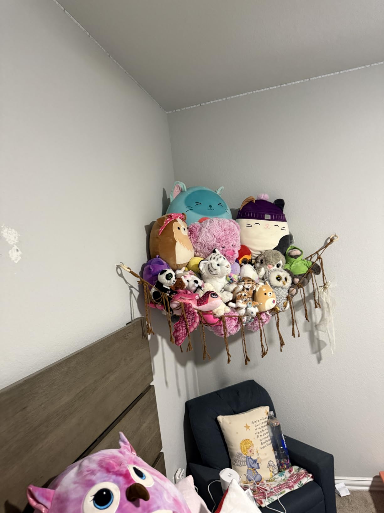 Stuffed Animal Storage Hammock Corner Net - Pink Room Christmas Decor for Teen Girls - Toys Storage Hanging Stuff Animal Organizer Holder Cute Stuff - Boho Nursery Dorm Bedoom Decor Aesthetic customer photo 2
