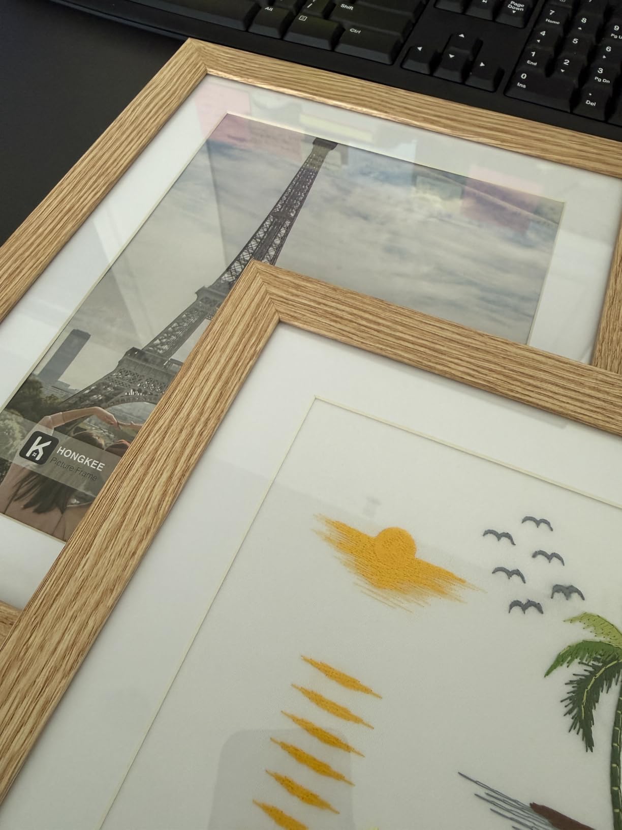 Hongkee 11x14 Picture Frame Set of 4, Made of Glass and Rustic Brown Wooden Frame, Display 8x10 Pictures with Mat or 11 x 14 Posters without Mat for Wall Mounting, Gallery Photo Frames customer photo 1