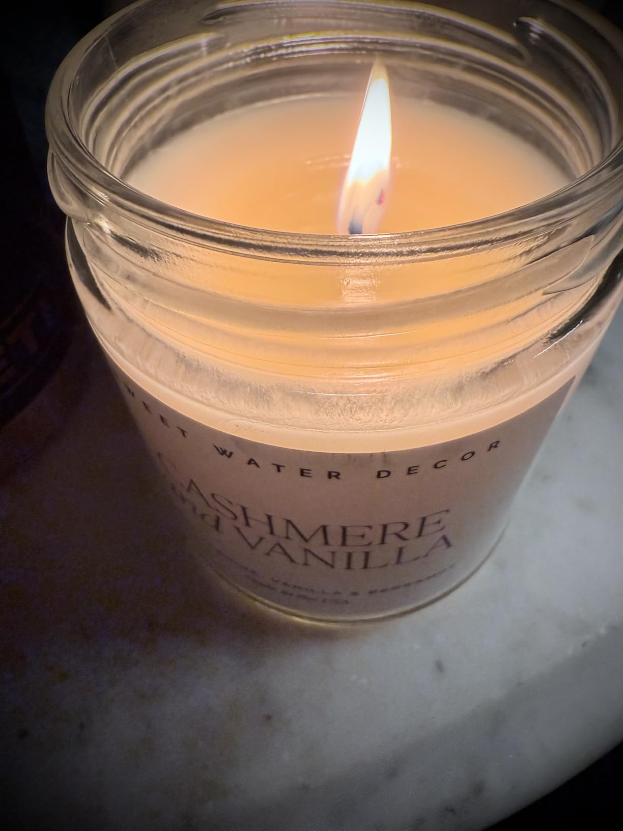 Sweet Water Decor Cashmere & Vanilla Candle, 9oz Clear Glass Jar customer photo 1