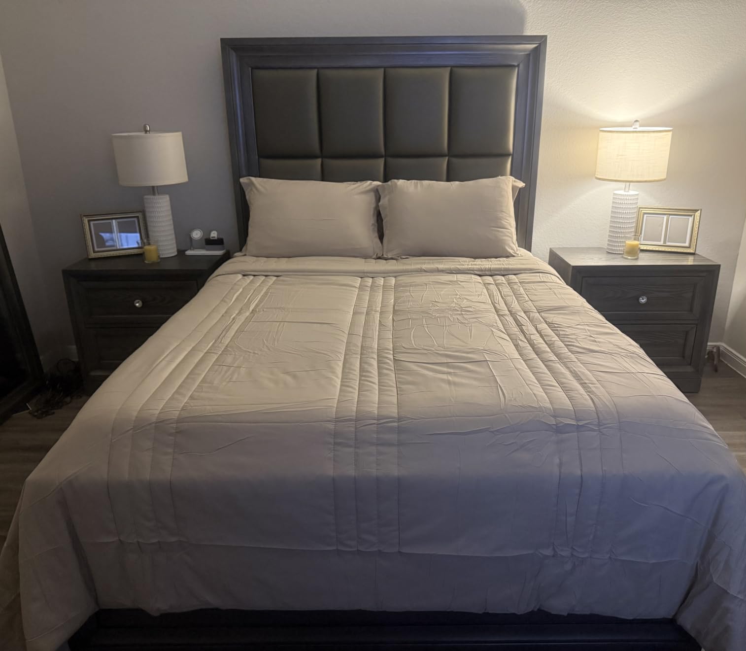 Queen Comforter Set-7 Pieces Beige Soft Bed in a Bag Queen Bedding Sets customer photo 1