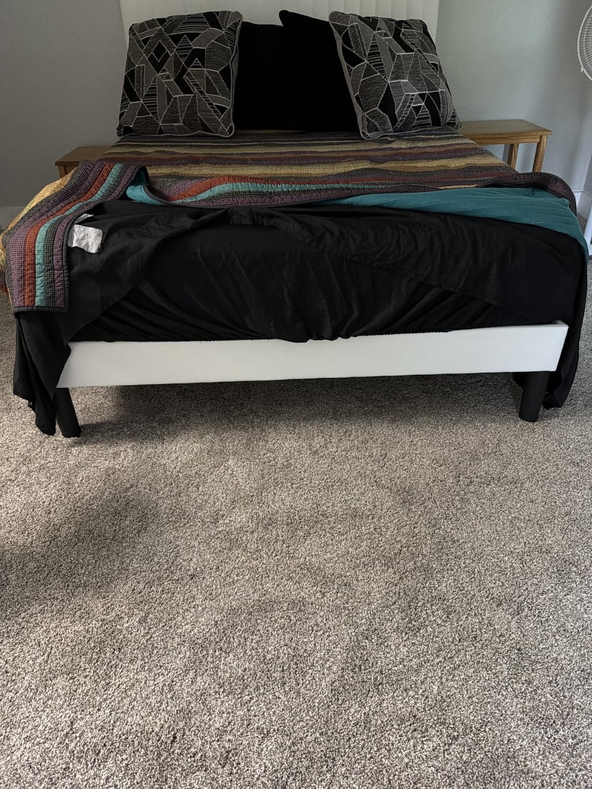 Allewie Queen Bed Frame, Velvet Upholstered Platform Bed with Vertical Channel Tufted Headboard, Mattress Foundation with Strong Wooden Slats, Box Spring Optional, Easy Assembly, Black customer photo 1