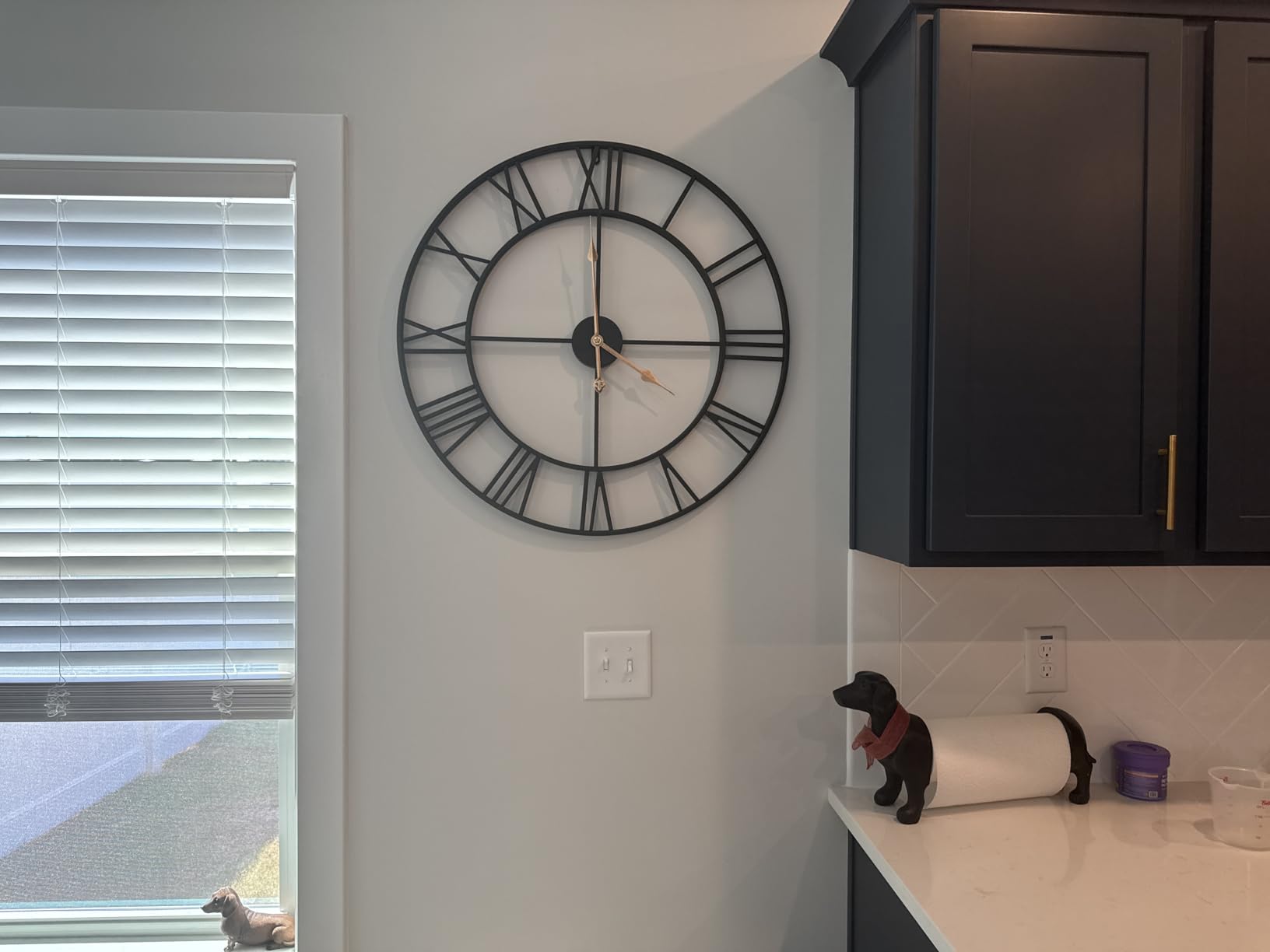 Pytha Sight 30 Inch Black Large Roman Numeral Wall Clocks for Living Room customer photo 1