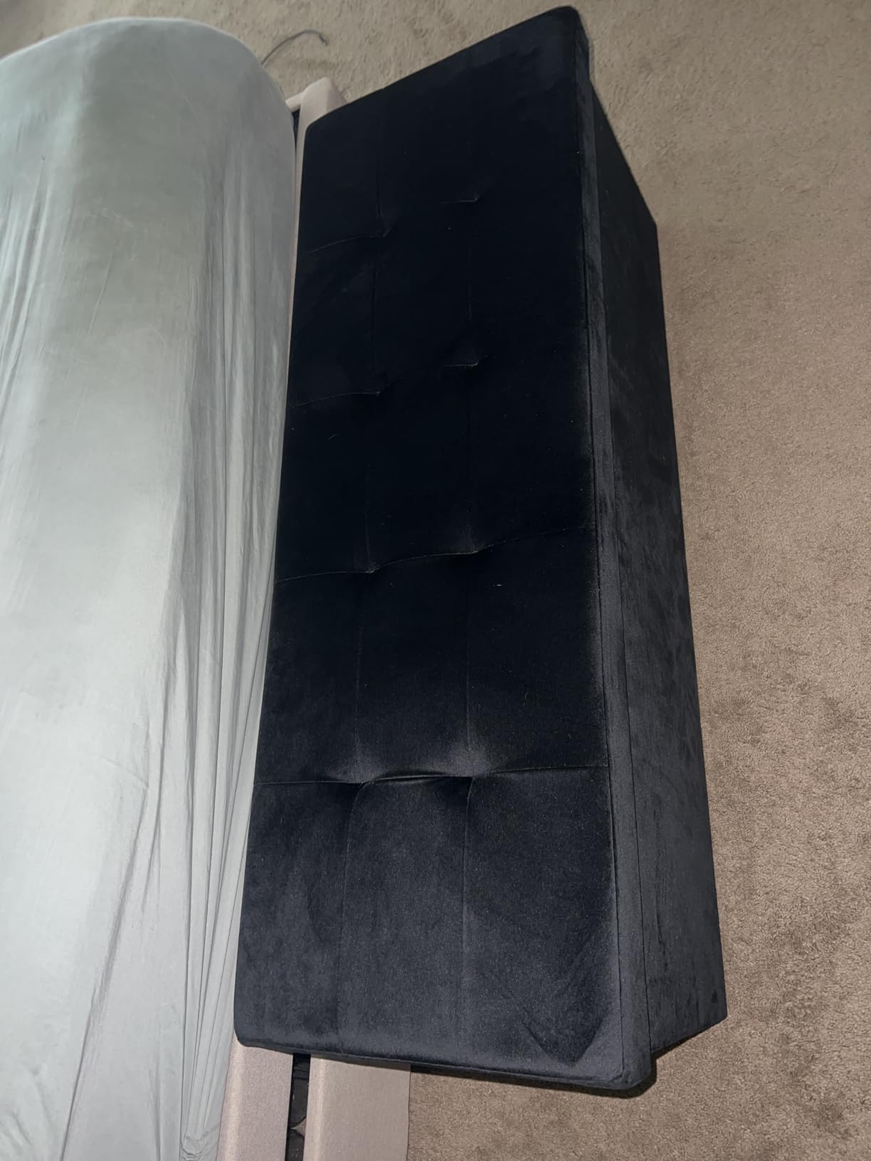 SONGMICS Storage Ottoman Bench, 43.3 Inches Velvet Foldable Foot Rest customer photo 2