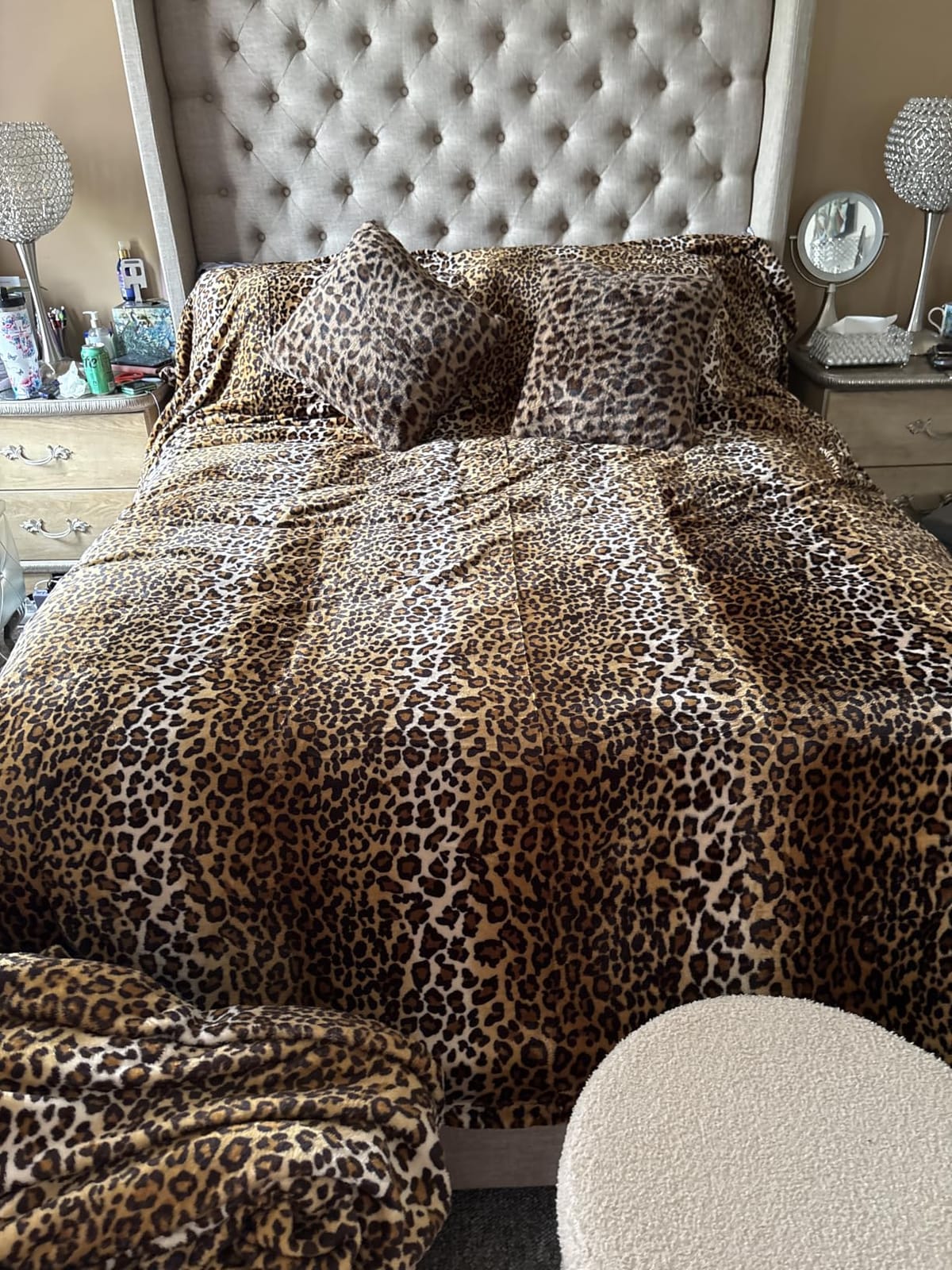 Edenleaf Leopard Print Blanket Fleece Throw for Bed Sofa Travel and Camping, Super Soft Cozy Fluffy Plush Cheetah Print Blanket for All Seasons 50
