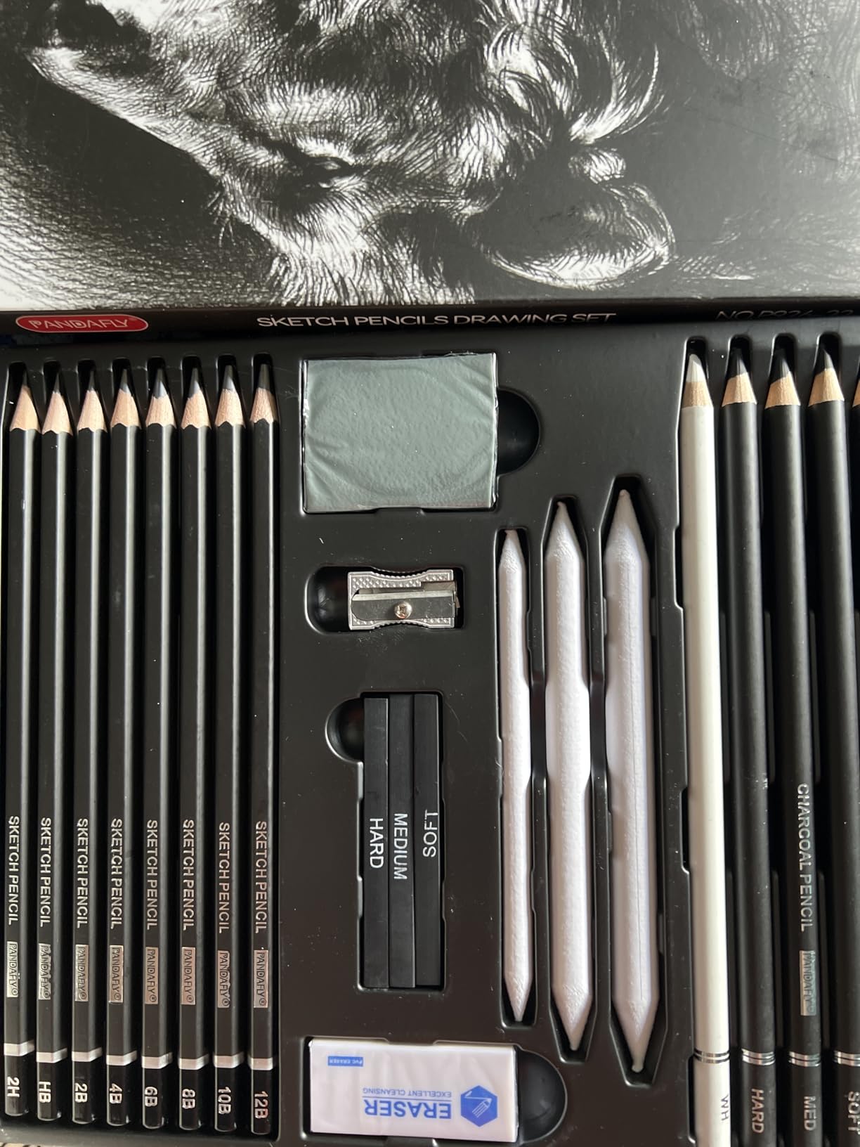 PANDAFLY Drawing Sketching Pencil Set, 22 Piece, Graphite Pencils (12B-2H) customer photo 2