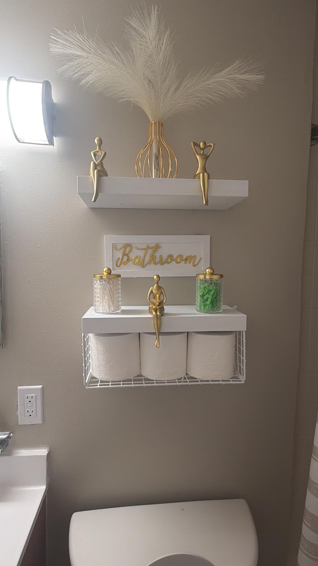 Quoowiit Gold Decor Thinker Statue Decor Book Shelf Decor, Abstract Statue Ornament Office Decor Modern Home Decor Decorations for Living Room Collectable Figurines Coffee Table Decor 3 Piece customer photo 2