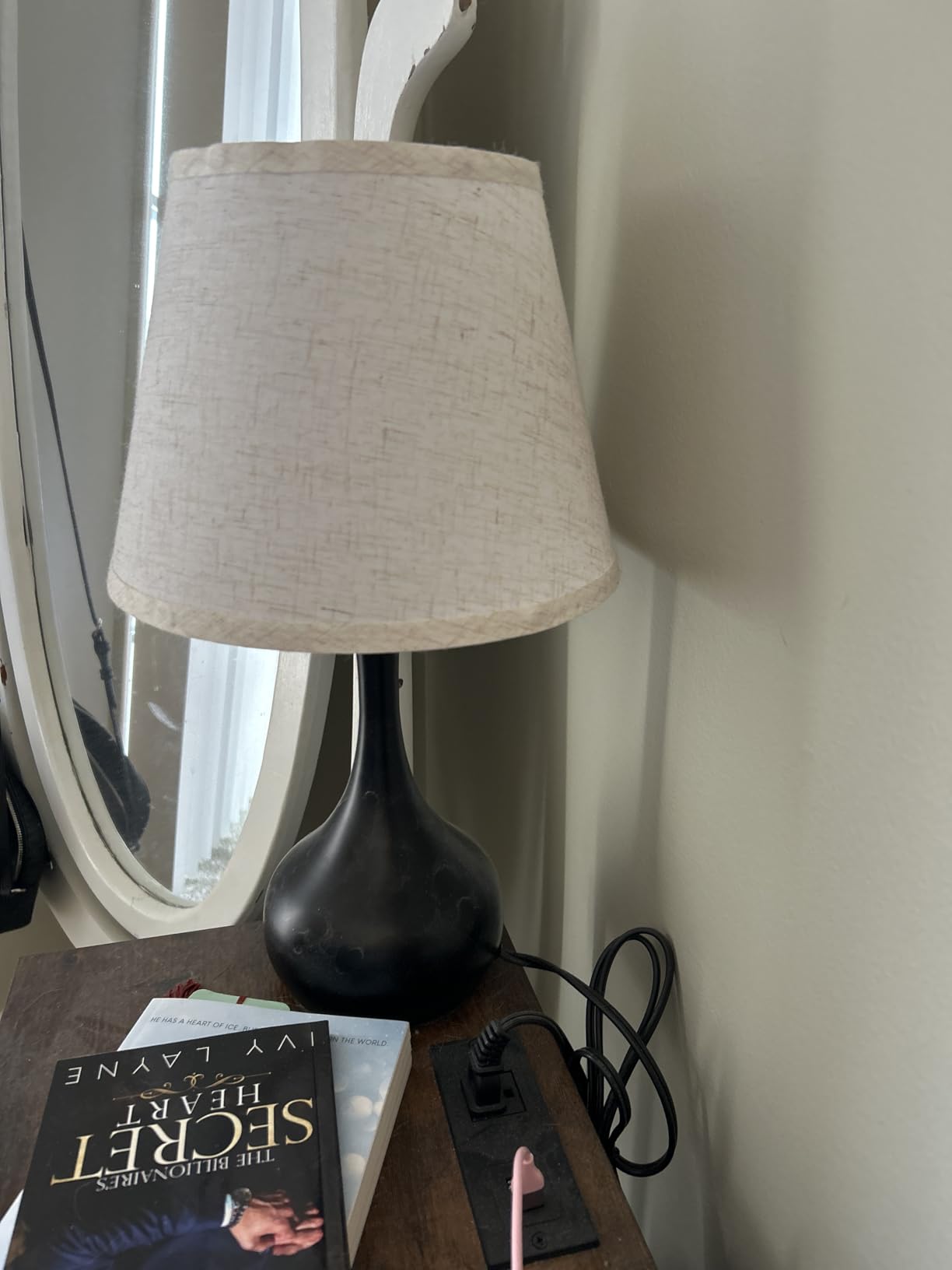 ONEWISH Touch Bedside Lamp, Farmhouse 3-Way Dimmable Table Lamps for Nightstand with Fabric Shade, 17.32'' Desk Lamp for Reading, Bedroom, Livingroom, Office customer photo 1