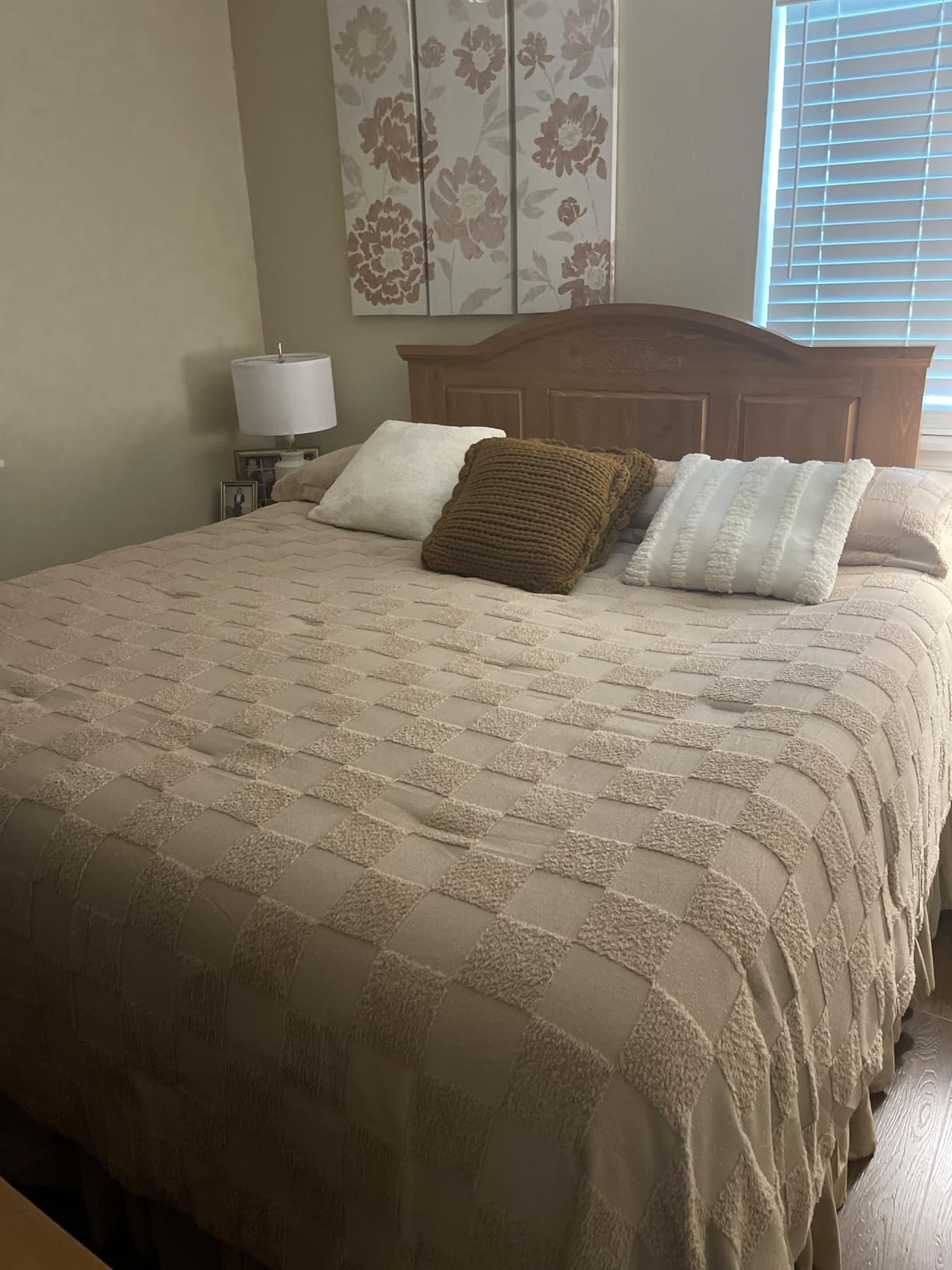 Bedsure Comforters Queen Set Boho, Vintage Plaid Bedding Set Beige 3 Pcs customer photo 2