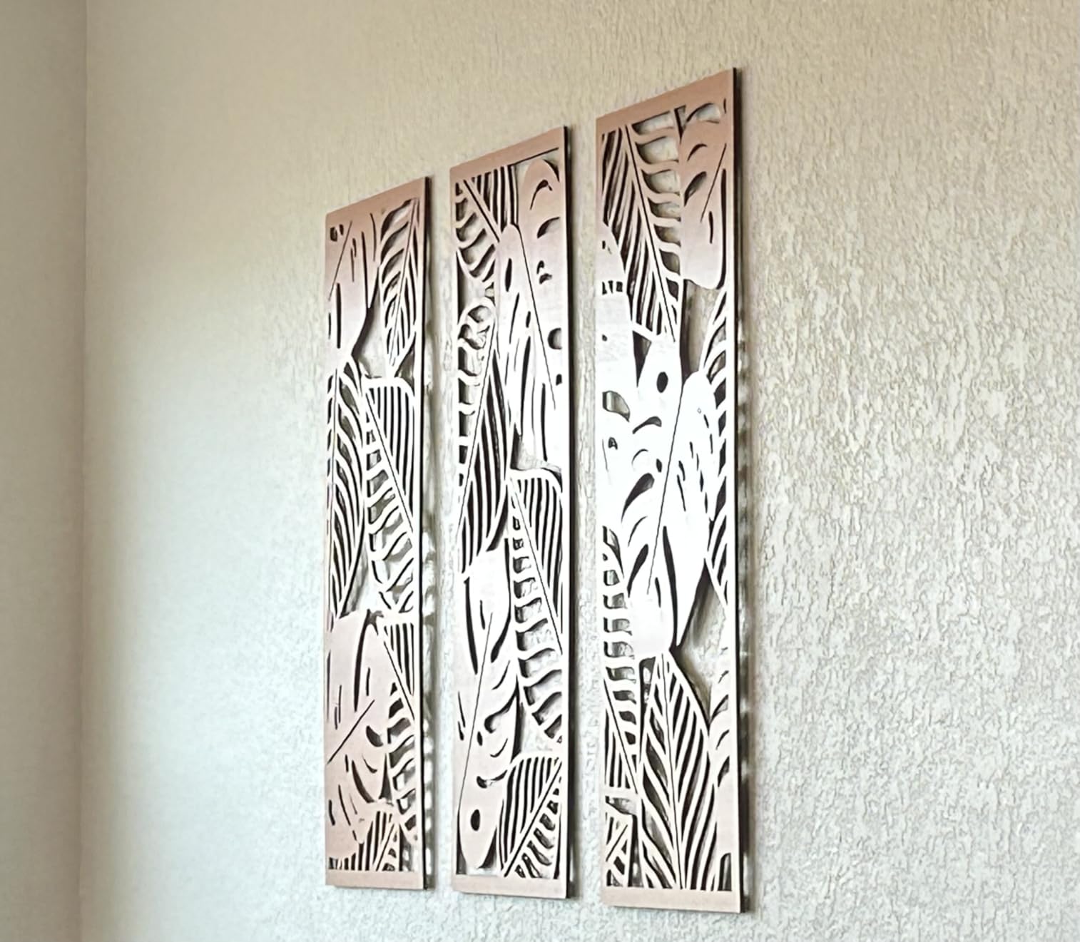 IARTTOP Mid Century Modern Decor 16x32 Inch Large Boho Wood Wall Art Abstract Wooden Wall Decor Minimalist Bohemian Orange Artwork for Living Room Bedroom Office Set of 3 customer photo 1