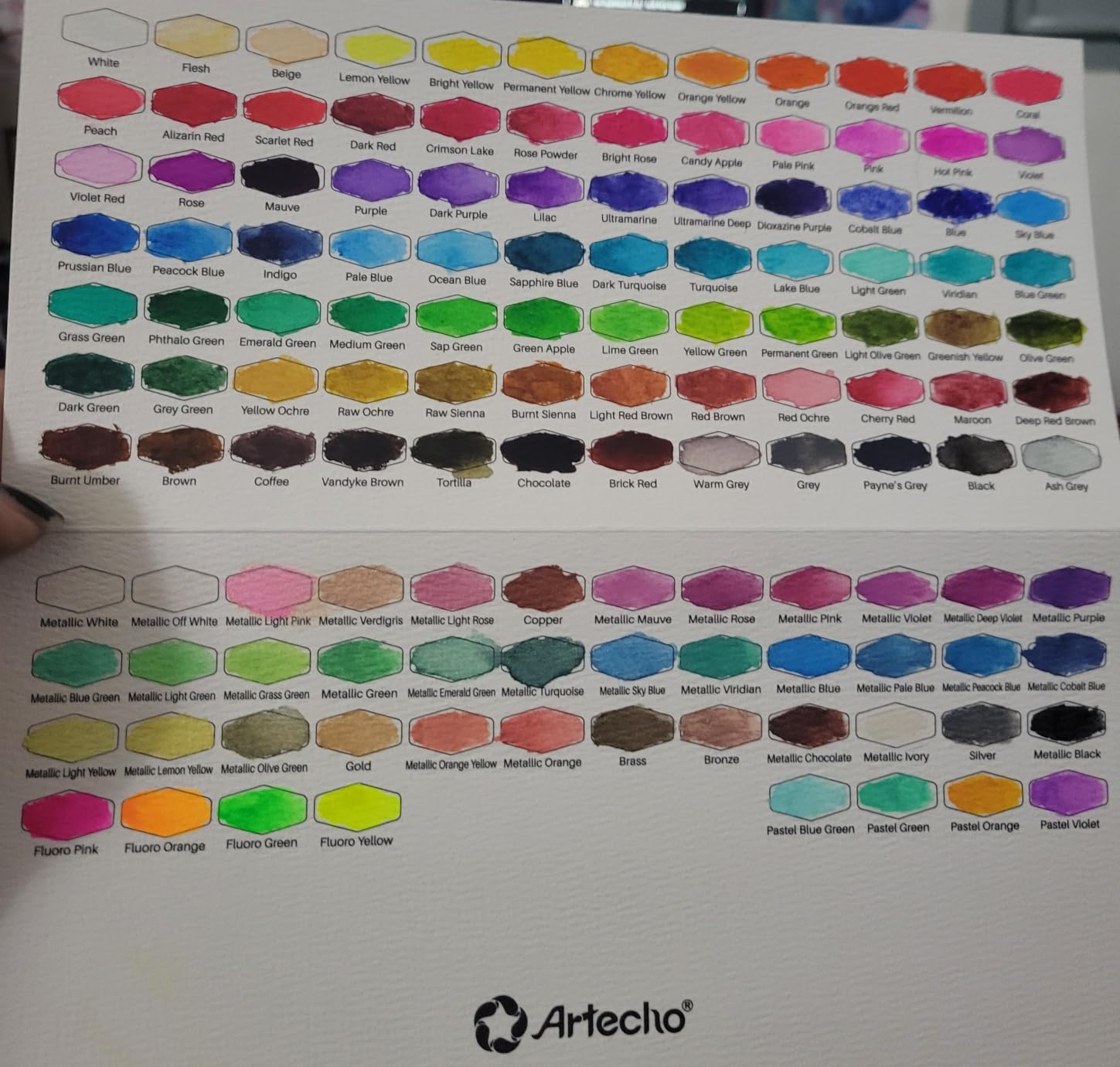 Artecho 100 Colors Watercolor Paint Set with Metallics, Portable Tin Case customer photo 1