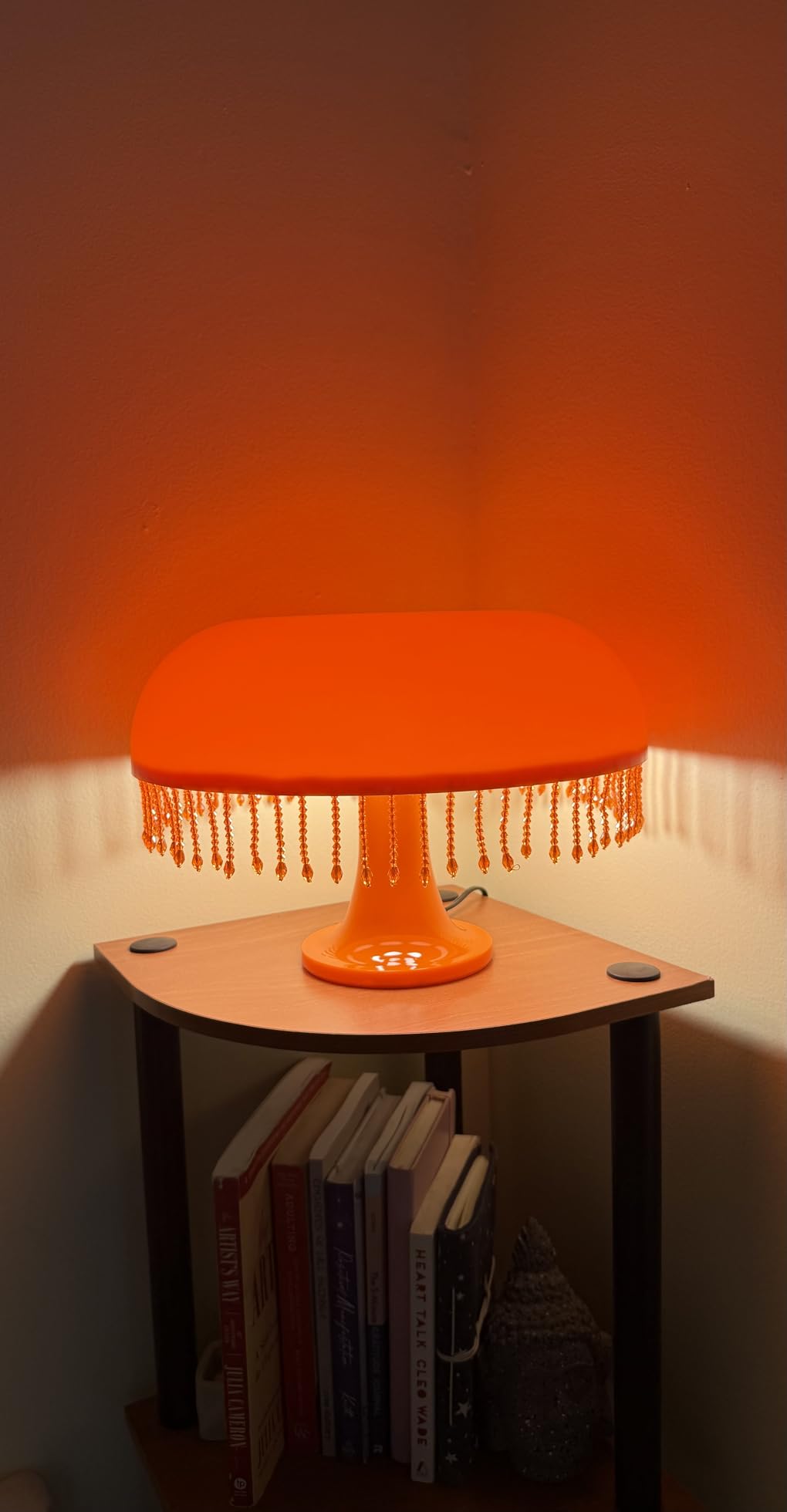Orange Mushroom Lamp, Mid Century Modern Table Lamp for Bedroom, Minimalist Mushroom Decor Bedside Small Lamps, 2700K(Bulb Included, Plug Powered) customer photo 1