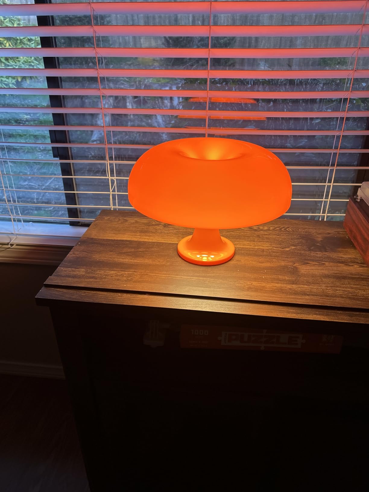 Orange Mushroom Lamp, Mid Century Modern Table Lamp for Bedroom, Minimalist Mushroom Decor Bedside Small Lamps, 2700K(Bulb Included, Plug Powered) customer photo 2