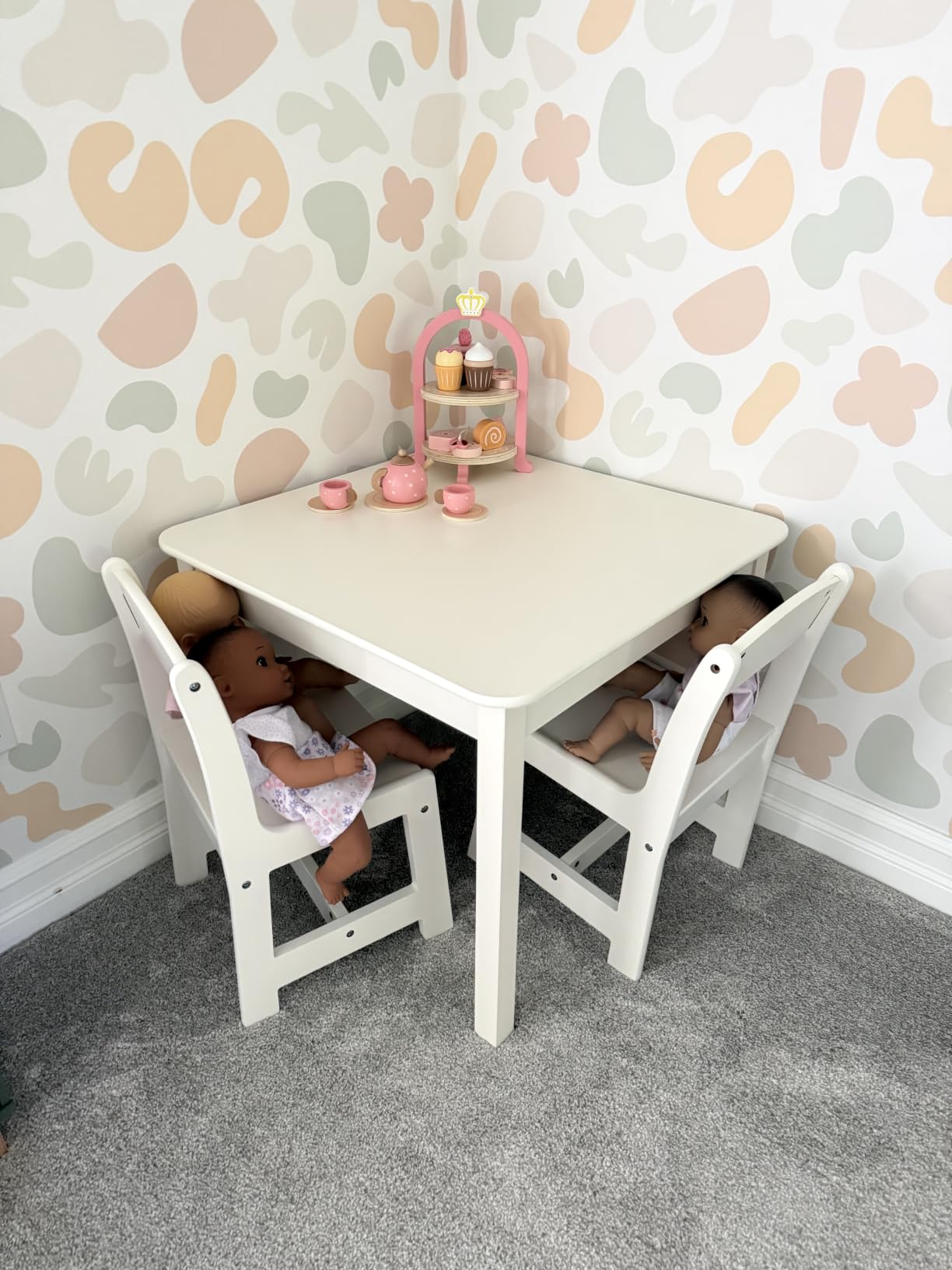 Delta Children MySize Kids Wood Table and Chair Set (2 Chairs Included) - Ideal for Arts & Crafts, Snack Time, Homeschooling, Homework & More, Bianca White/Natural customer photo 1