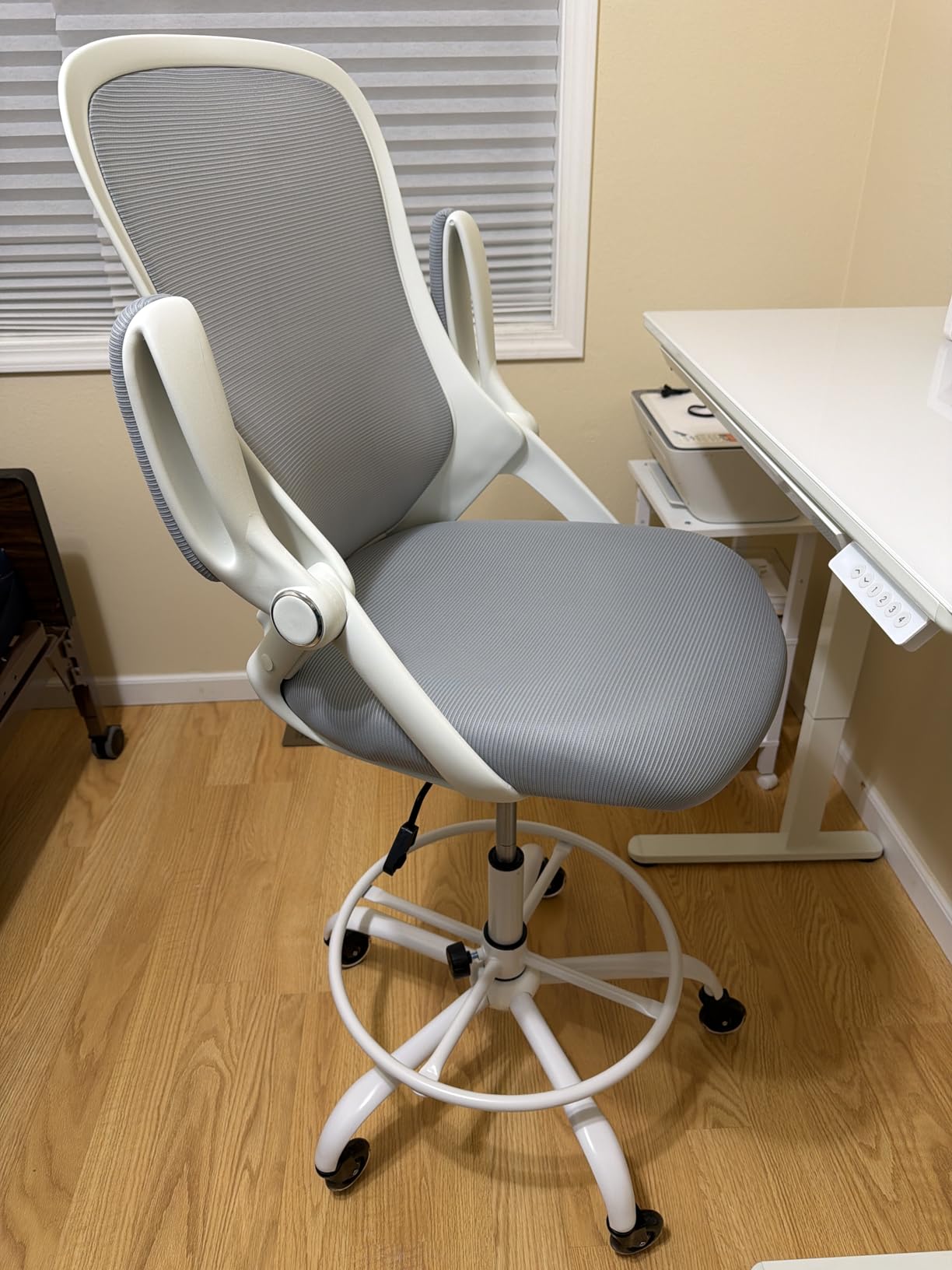 HYLONE Drafting Chair Adjustable, Tall Office Chair Lumbar Support Ergonomic Standing Desk Chair Heavy Duty Tall Drafting Stool for Artists with Footrest Home Office Drafting Stool customer photo 2