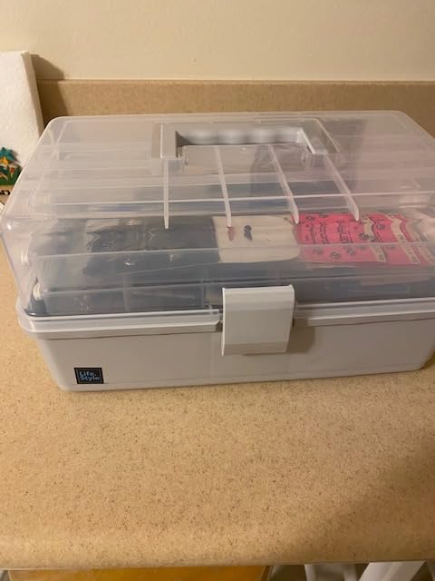 WEWLINE 13-Inch Art Storage Box 3-Layers Plastic Storage Box with Handle Craft Art Bin Portable for Home School Office Travel, Black customer photo 2