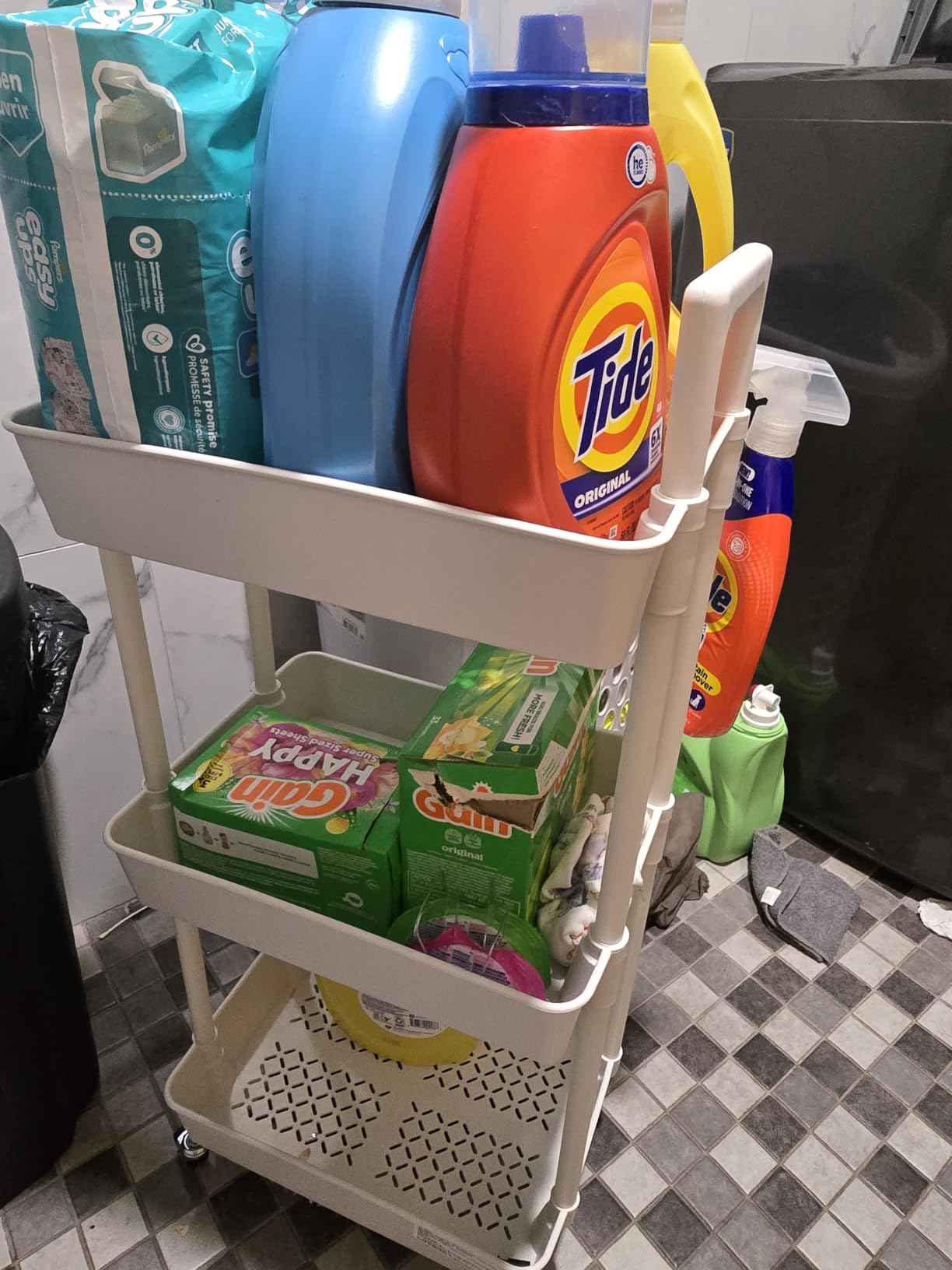 Pipishell 3 Tier Rolling Cart Organizer, Plastic Rolling Cart with Lockable Wheels & Reinforced Handle, Lightweight Utility Cart Storage Cart for Nursery, Kitchen, Bathroom, Craft Room, White, PIUC14W customer photo 1