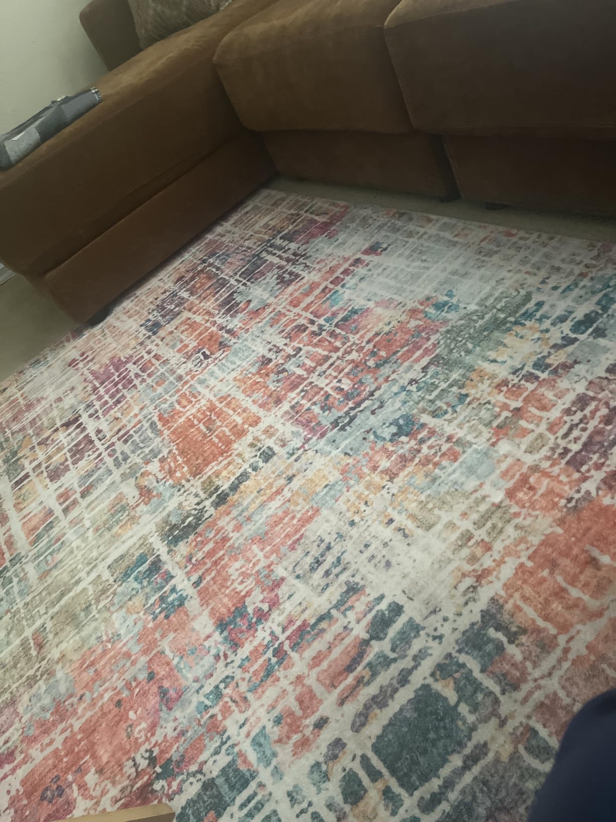 Beeiva Multi Color Washable Area Rugs 8x10, Colorful Abstract Non Slip Foldable Rug for Living Room, Modern Large Thin Low Pile Carpet for Office Playroom Bedroom - Multicolor customer photo 2