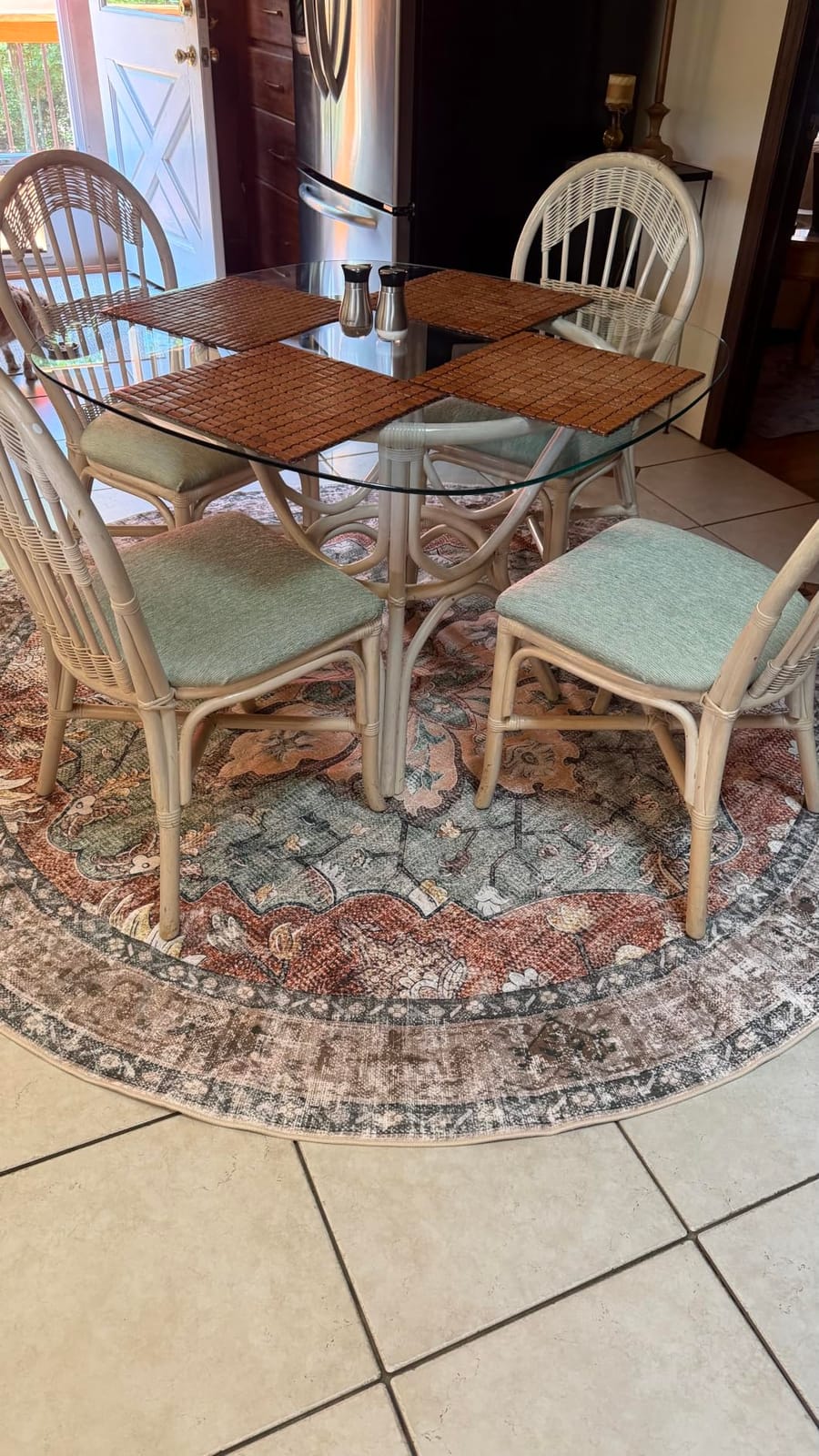RELEANY Washable Area Rug, Round 6ft, Brick/Brown/Green customer photo 1