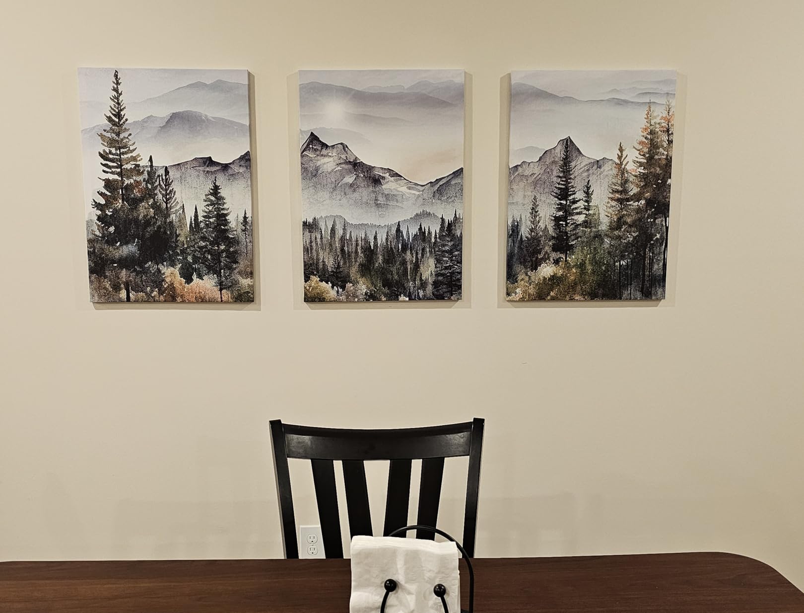 MHARTK66 Large Size Wall Art for Living Room Modern Wall Decor for Bedroom Office Decor Abstract Mountain Forest Landscapes Ink Painting 3 Piece Framed Canvas Art Prints Ready to Hang Wall Pictures customer photo 1