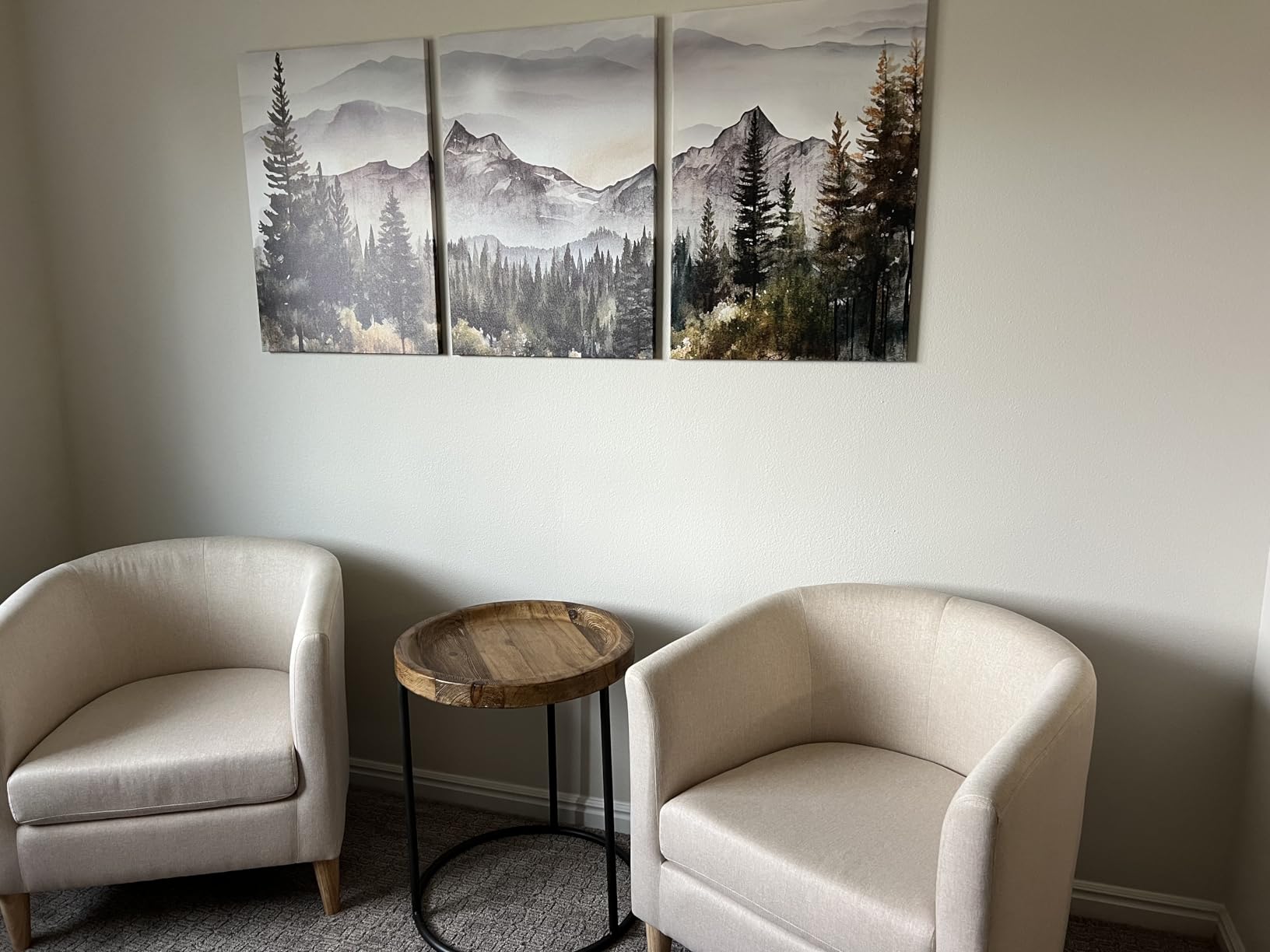 MHARTK66 Large Size Wall Art for Living Room Modern Wall Decor for Bedroom Office Decor Abstract Mountain Forest Landscapes Ink Painting 3 Piece Framed Canvas Art Prints Ready to Hang Wall Pictures customer photo 2