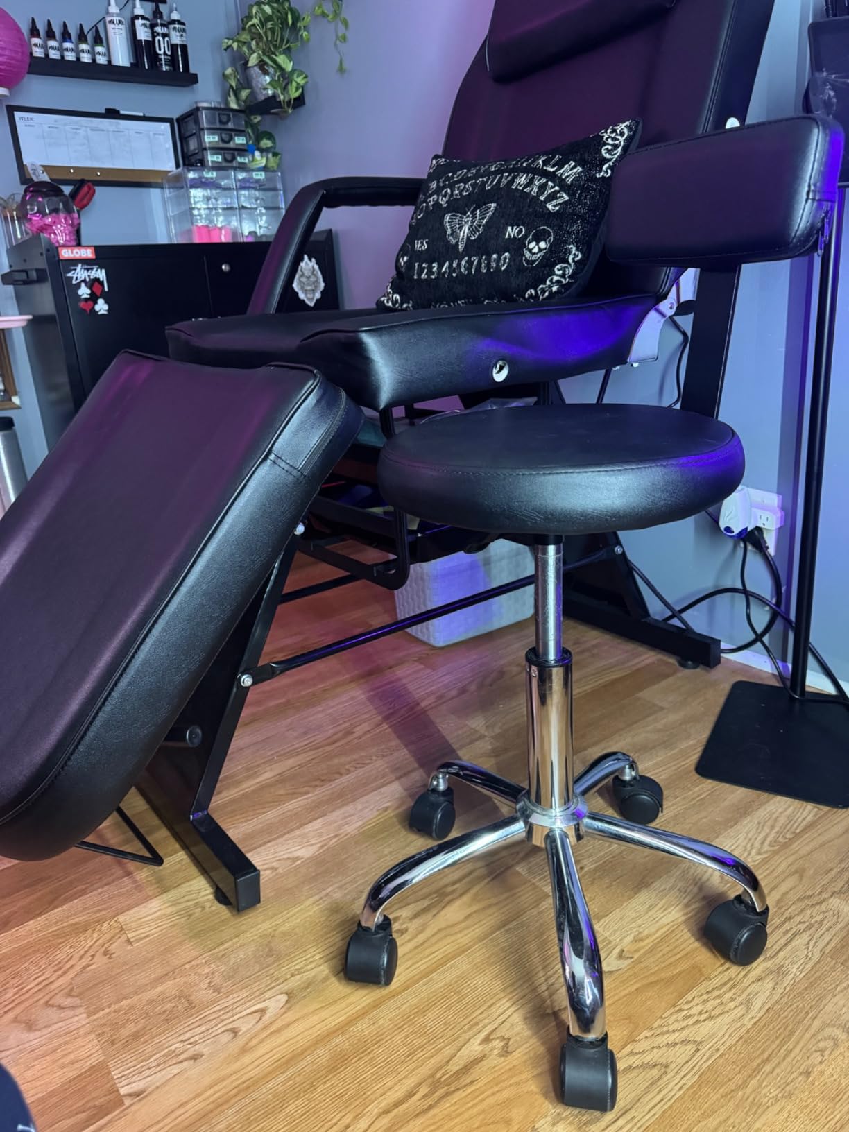 Facial Chair with Wheels Tattoo Chair for Client Black customer photo 1