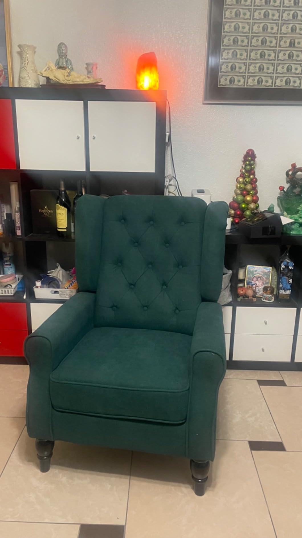 HOMCOM Comfy Accent Chair for Living Room, Wingback Armchair, Dark Gray customer photo 2
