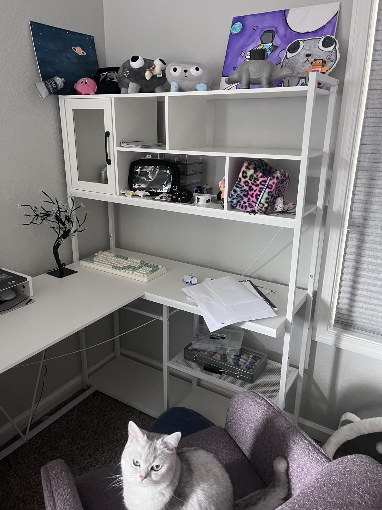 SEDETA 58'' L Shaped Computer Office Desk with 3 Drawers and Bookshelf customer photo 2
